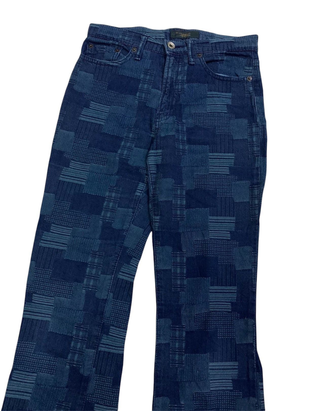 Indigo Vintage Japanese Flare Indigo Blue Patchwork Pant Size 26" / US 2 / IT 38 - 2 Thumbnail