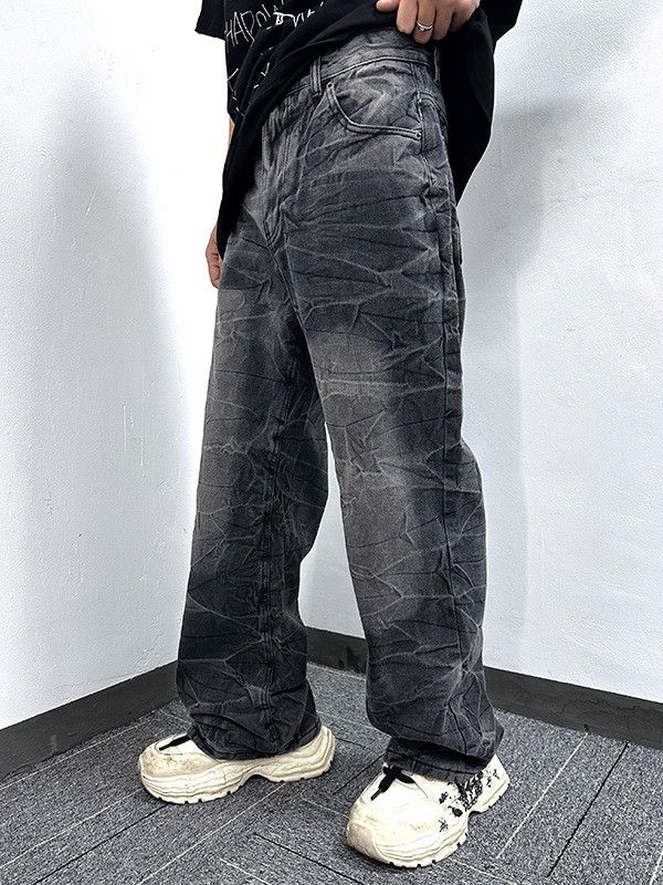 Jean Retro American washed distressed lightning bolt casual jeans Size US 32 / EU 48 - 2 Thumbnail