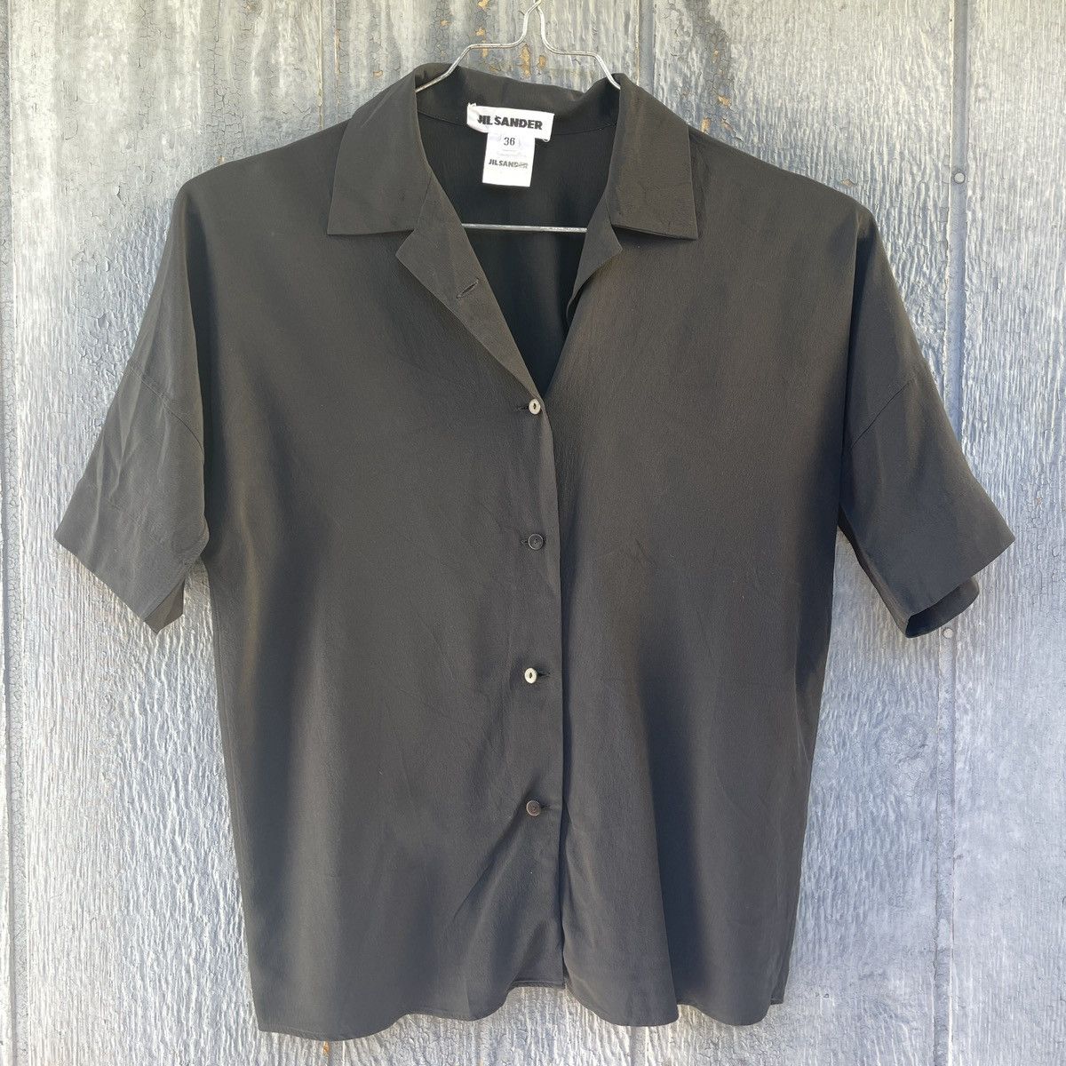 Jil Sander Jil Sander short sleeve 100% silk button up blouse solid top Size XS / US 0-2 / IT 36-38 - 5 Thumbnail