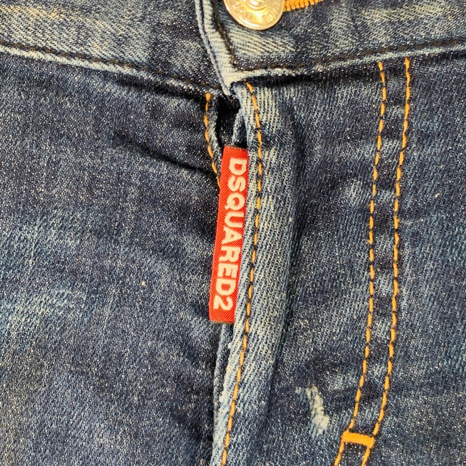 Dsquared2 Size 28 Blue White Paint Splatter Slim Button Fly Jeans Size US 28 / EU 44 - 2 Thumbnail