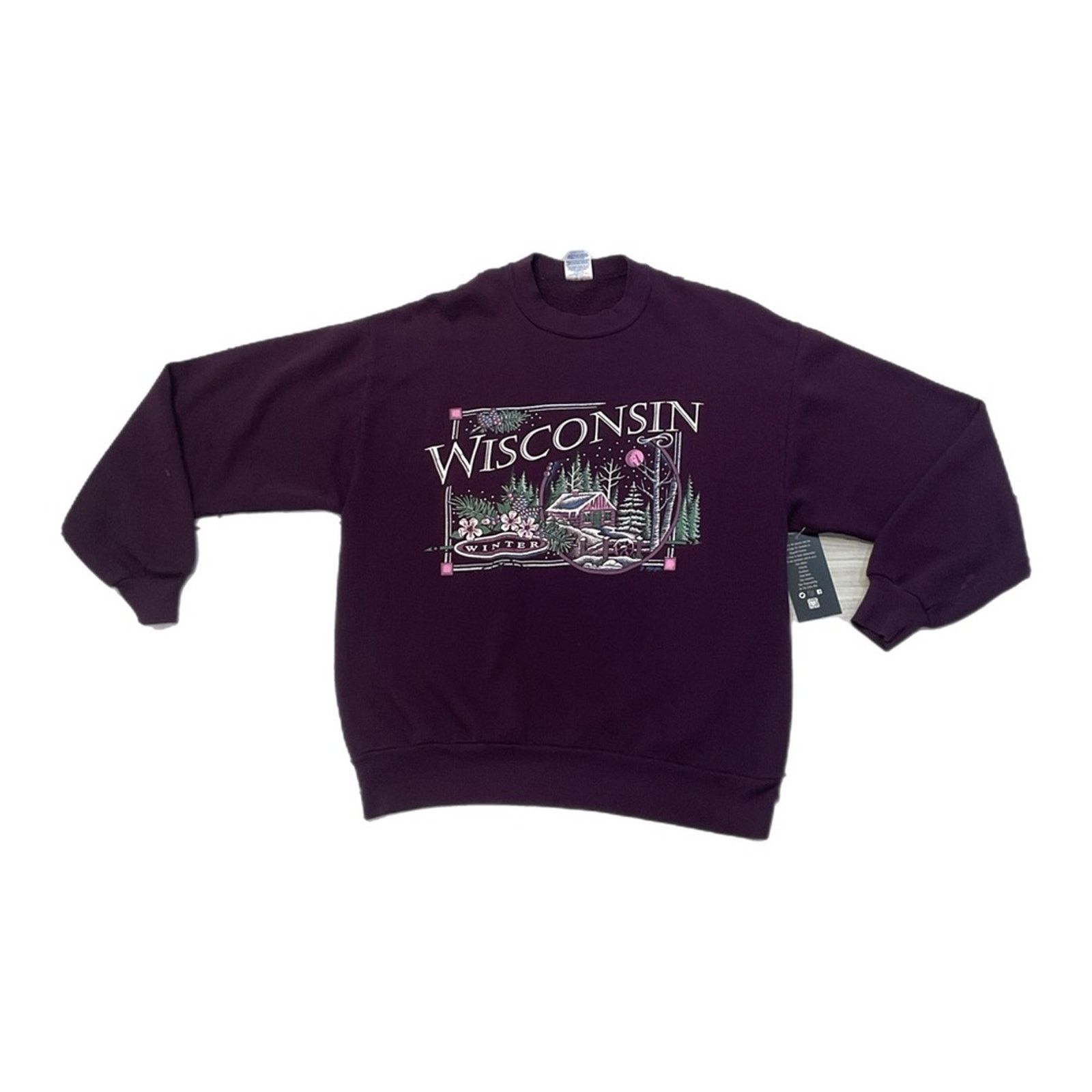 Jerzees Vintage 80’s Single Stitch Wisconsin Winter Sweater Size US L / EU 52-54 / 3 - 1 Thumbnail