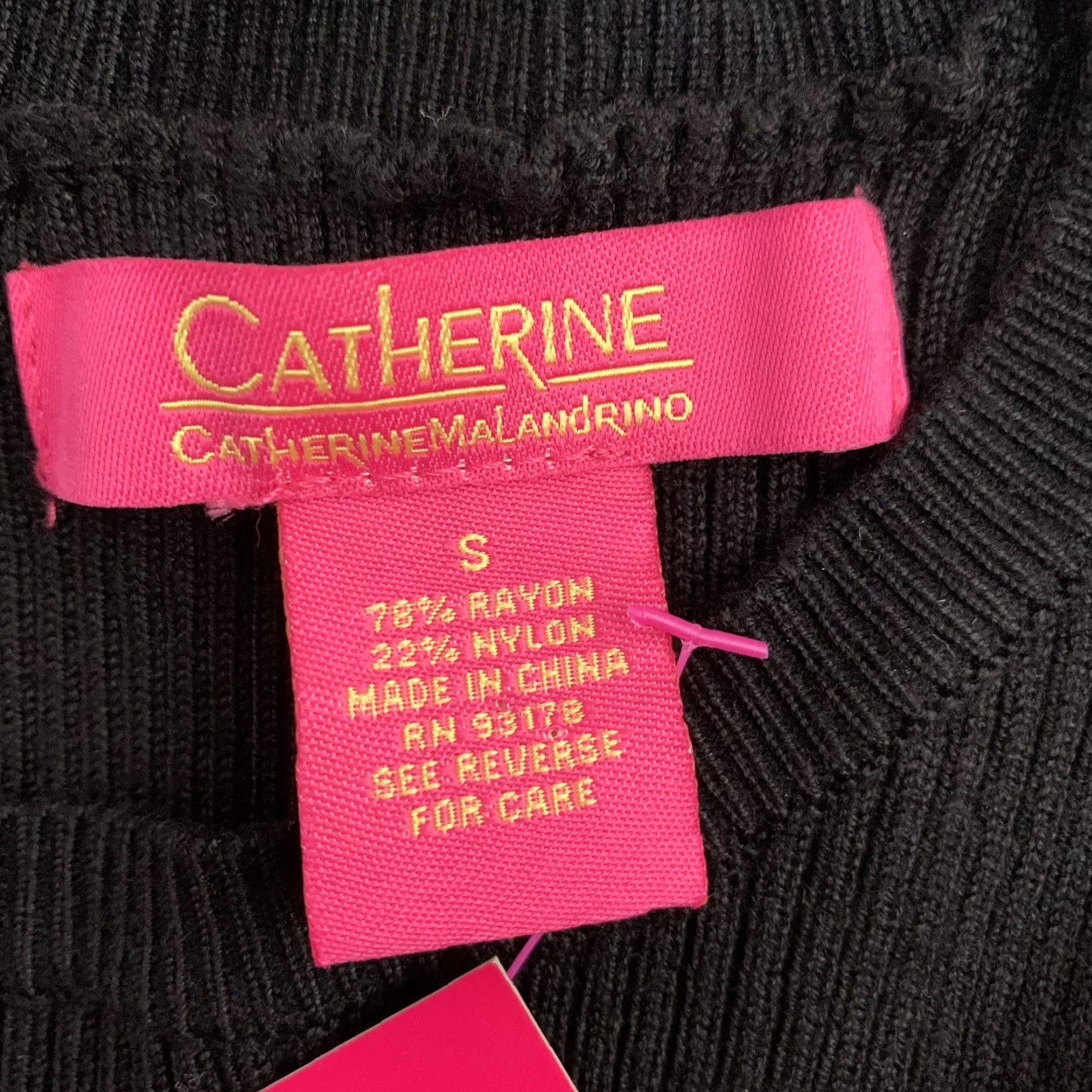 Vintage Catherine Malandrino Sweater Womens Small Black Ribbed Knit Pullover Back Zipper Size S / US 4 / IT 40 - 2 Thumbnail