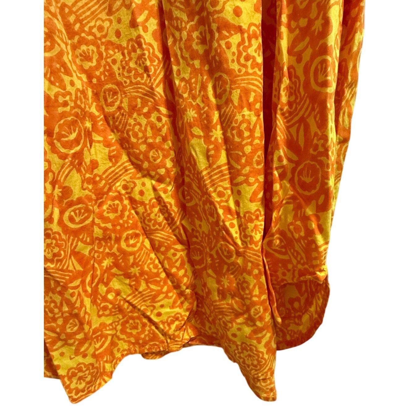 Other Kate Austin 100% Cotton Orange Yellow Oversized Caftan Dress Size M / US 6-8 / IT 42-44 - 6 Thumbnail