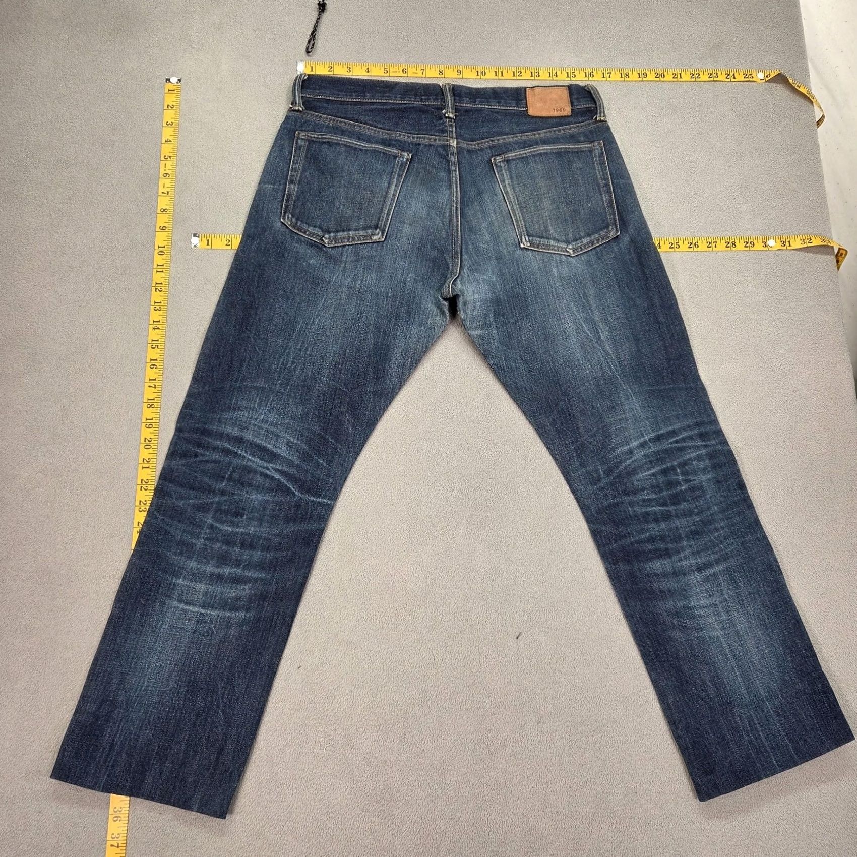 Gap Gap 1969 Jeans Mens Regular 32x26 Blue Cotton 5-Pocket Whiskers Selvedge Straight Vintage No Size US 32 / EU 48 - 6 Thumbnail