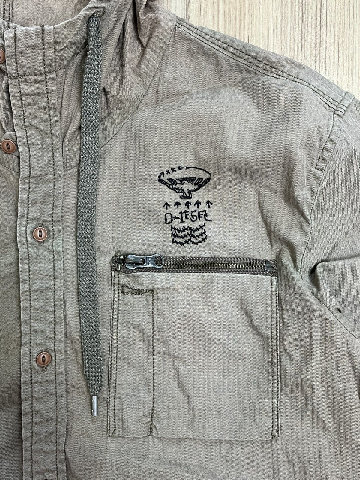 Vintage Vintage Diesel Hooded Shirt Military Style Size US XS / EU 42 / 0 - 4 Thumbnail