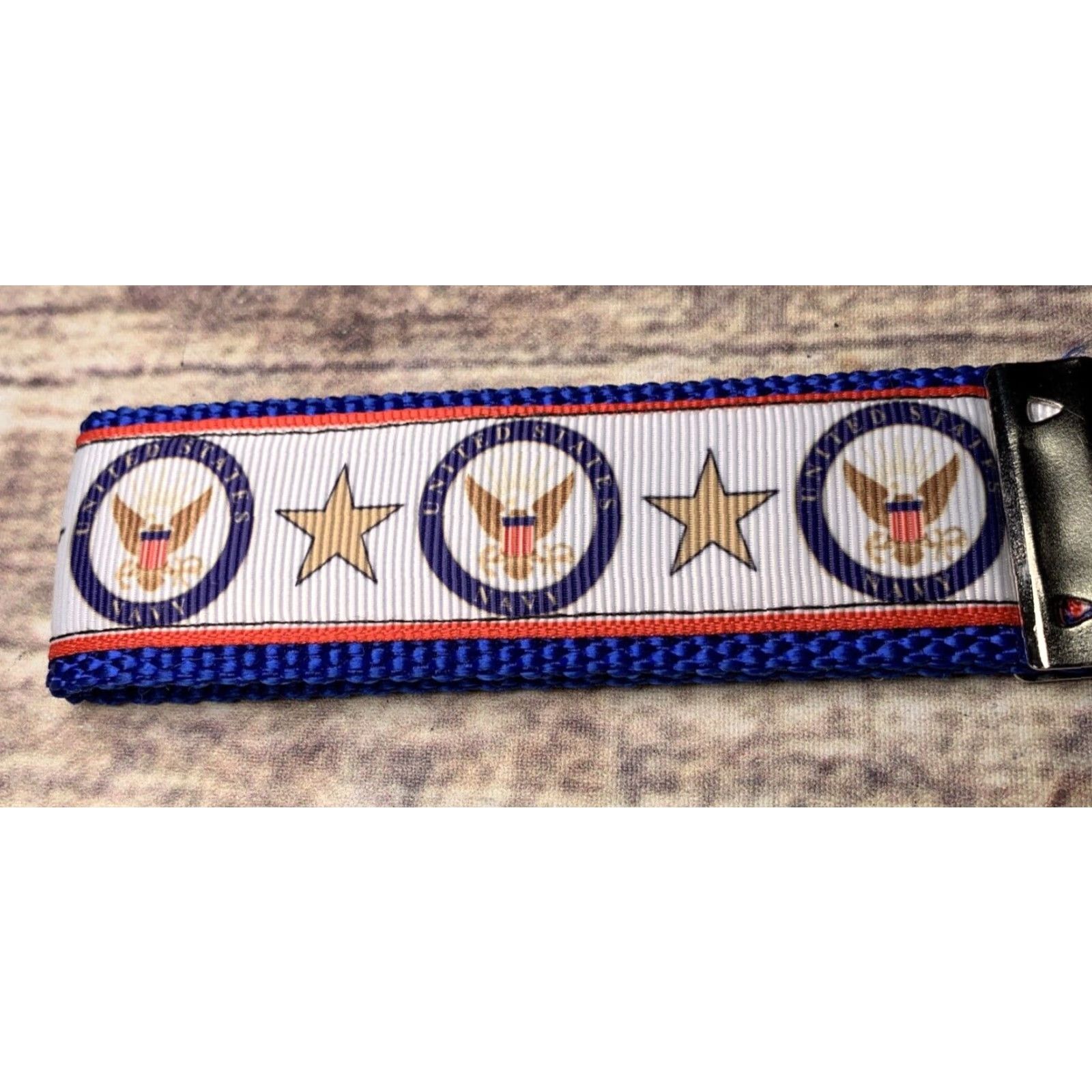 Vintage **U.S. Navy Key Fob Holder Keychain Red White Blue Military Accessory** User: **Red White Blue U.S. Navy Key Fob Holder Keychain** Size ONE SIZE - 3 Thumbnail