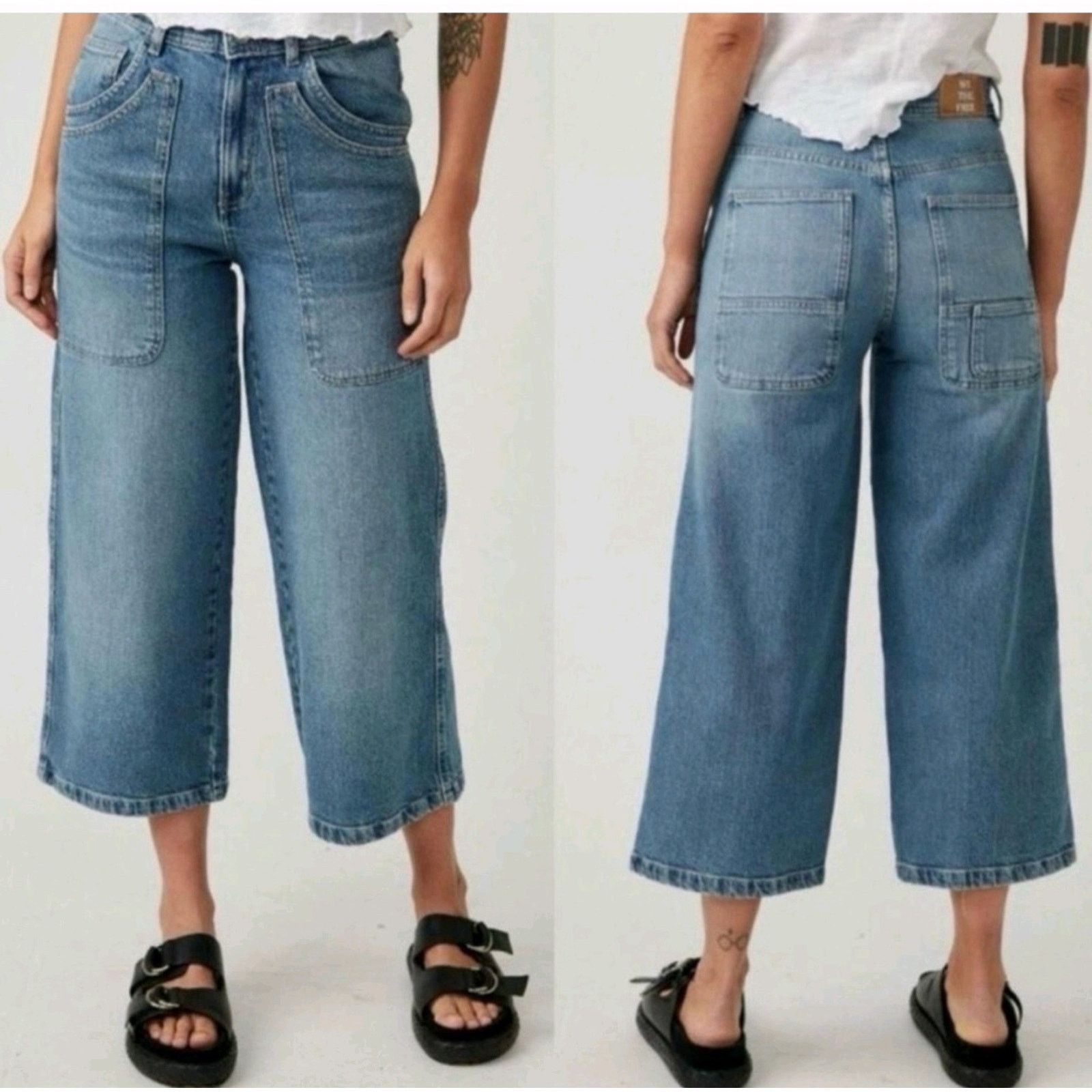 Free People We The Free Piper Mid-Rise Crop Wide-Leg Jeans 28 Size 28" / US 6 / IT 42 - 5 Thumbnail