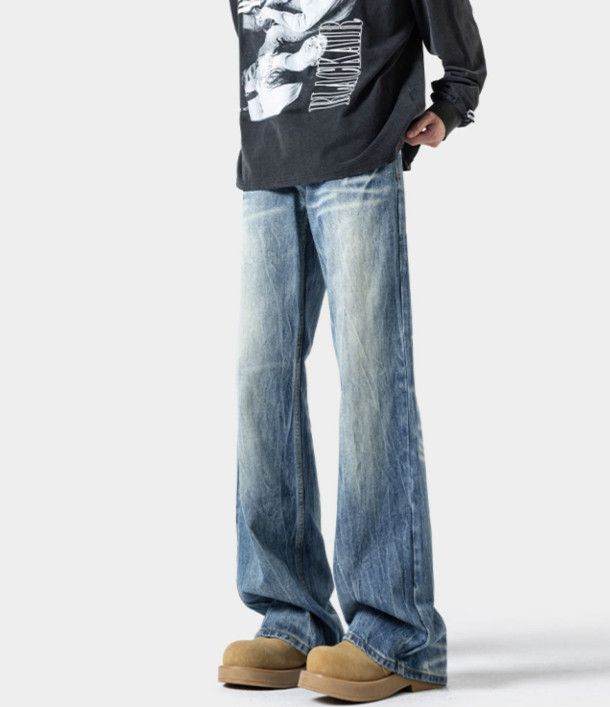 Jean High Street Washed Men's American Distressed Lightning Jeans Size US 32 / EU 48 - 4 Thumbnail