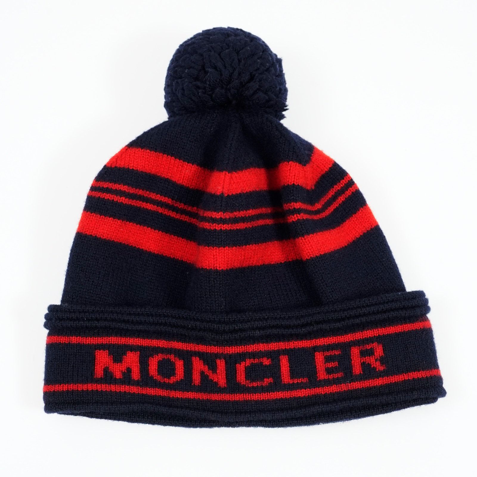 Moncler Moncler Berretto Wool Beanie Hat Navy Red Stripe Italy Size ONE SIZE - 1 Thumbnail