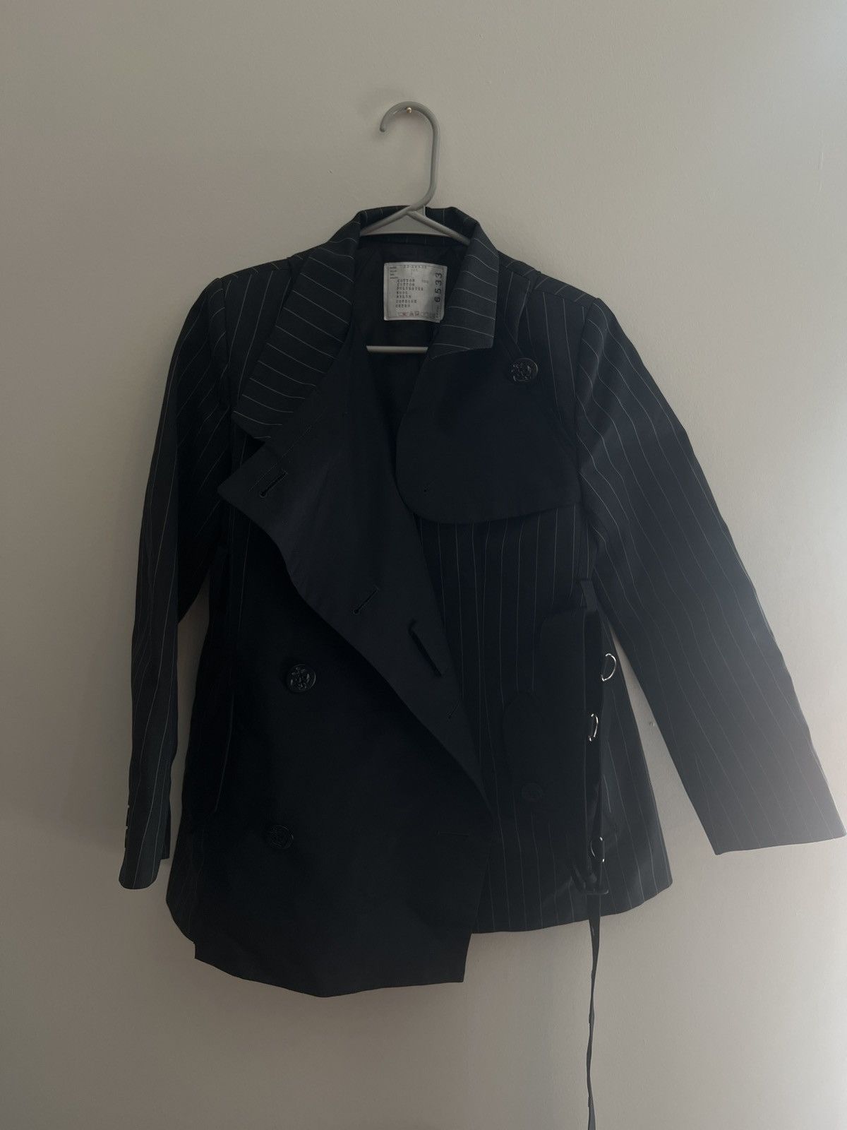 Sacai Sacai Navy Chalk Stripe Jacket — FW2023 | Size 1 Size XS / US 0-2 / IT 36-38 - 1 Thumbnail