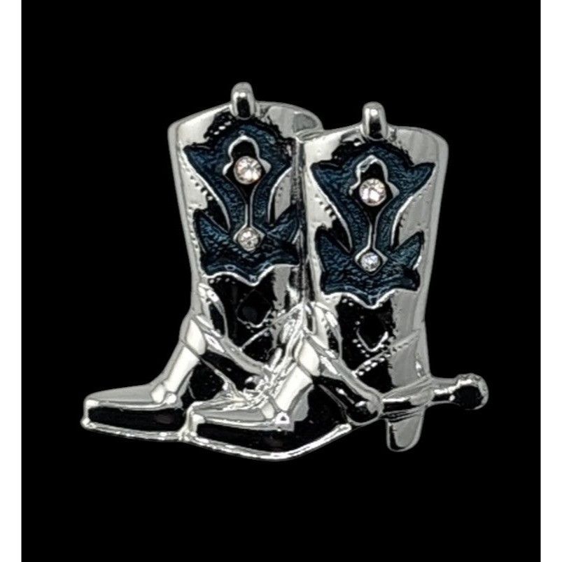 Other Western Rhinestone Cowboy Boot Enamel Brooch Size ONE SIZE - 2 Thumbnail