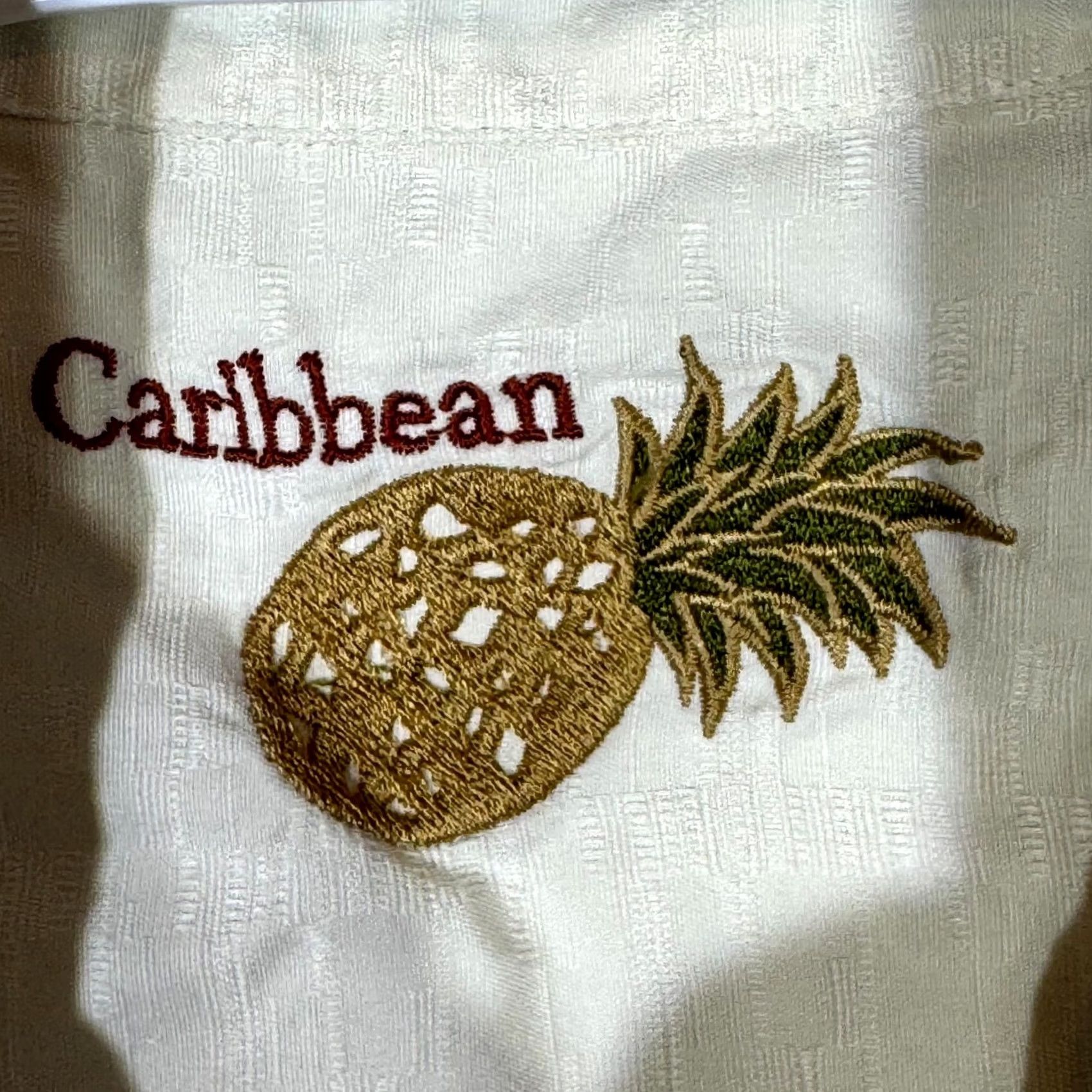Vintage Caribbean Shirt XLT Button-Up Shirt Men Floral Cream Silk Cotton Short Sleeve Tropical Hawaiian Shirt Size US XL / EU 56 / 4 - 7 Thumbnail