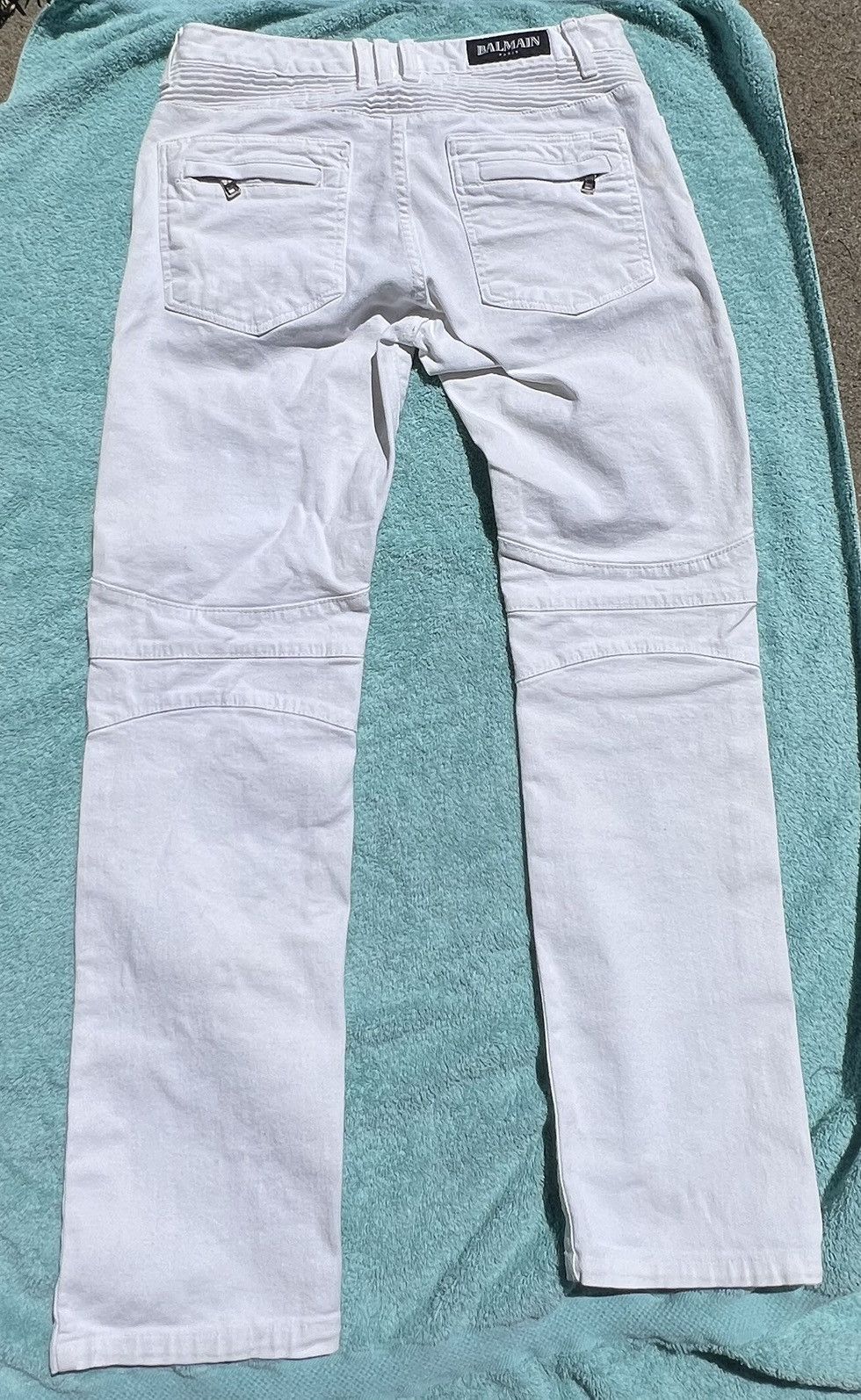 Balmain All white Balmain Biker Denim | Grailed