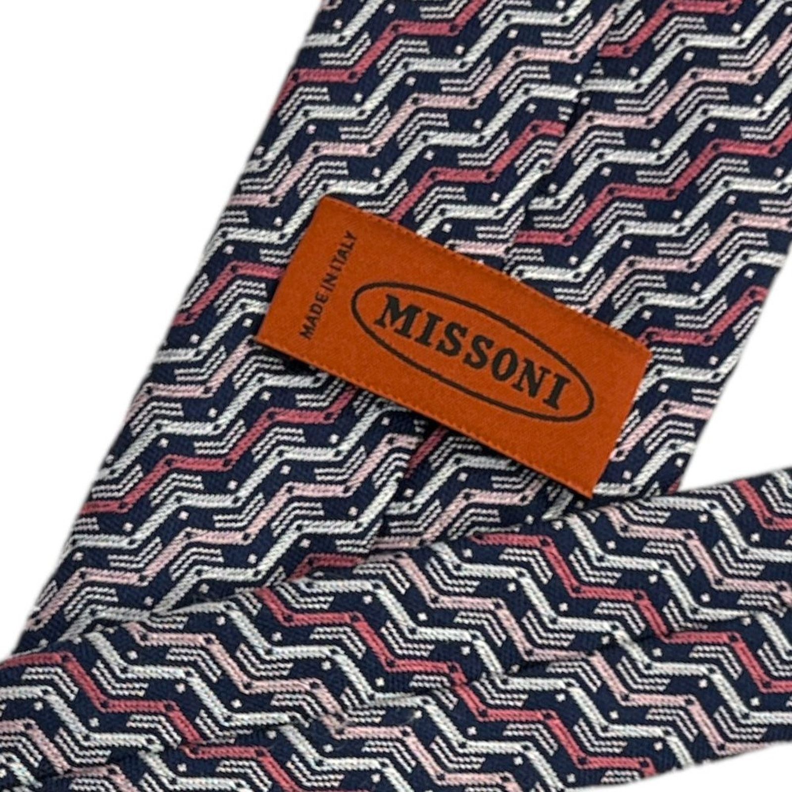 Missoni Missoni Men's 100% Silk Tie Diagonal Chevron Stripe Necktie Size ONE SIZE - 3 Thumbnail