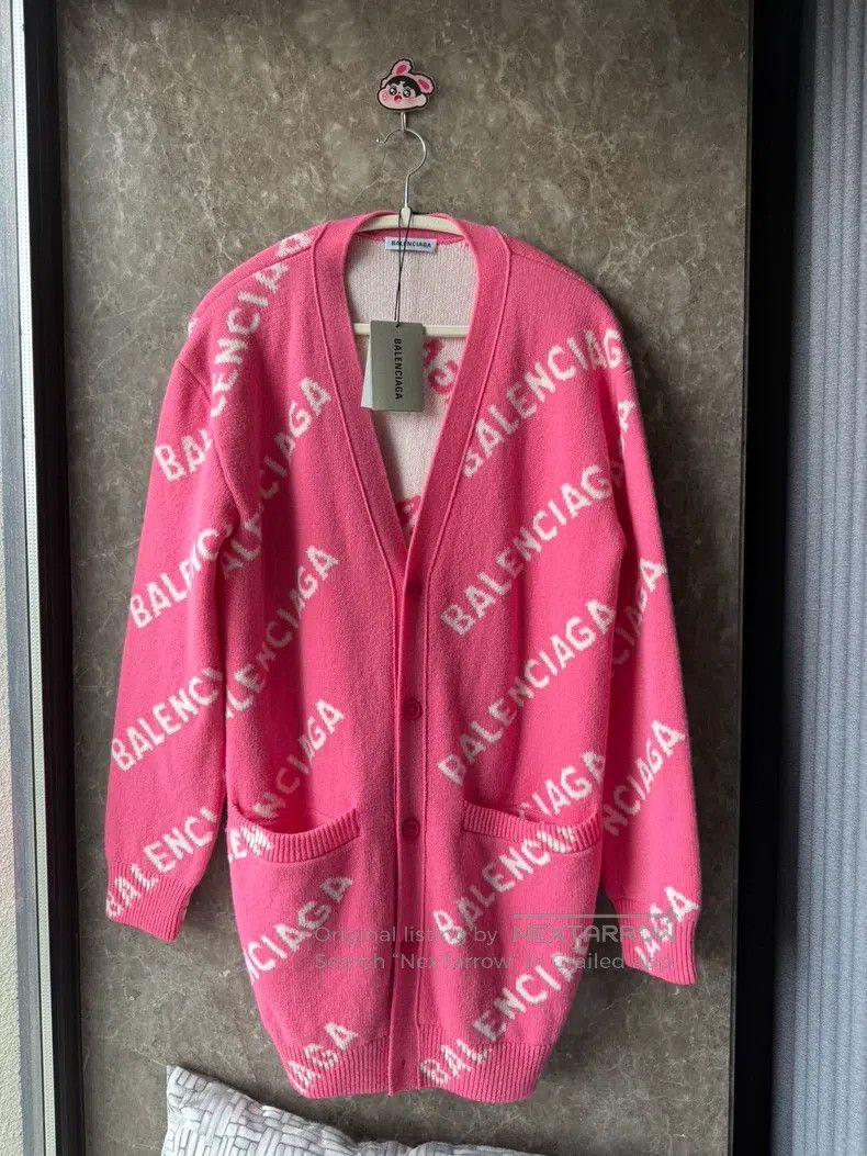 Balenciaga Balenciaga Pink Bulletproof Logo Open Cardigan Size US S / EU 44-46 / 1 - 1 Thumbnail