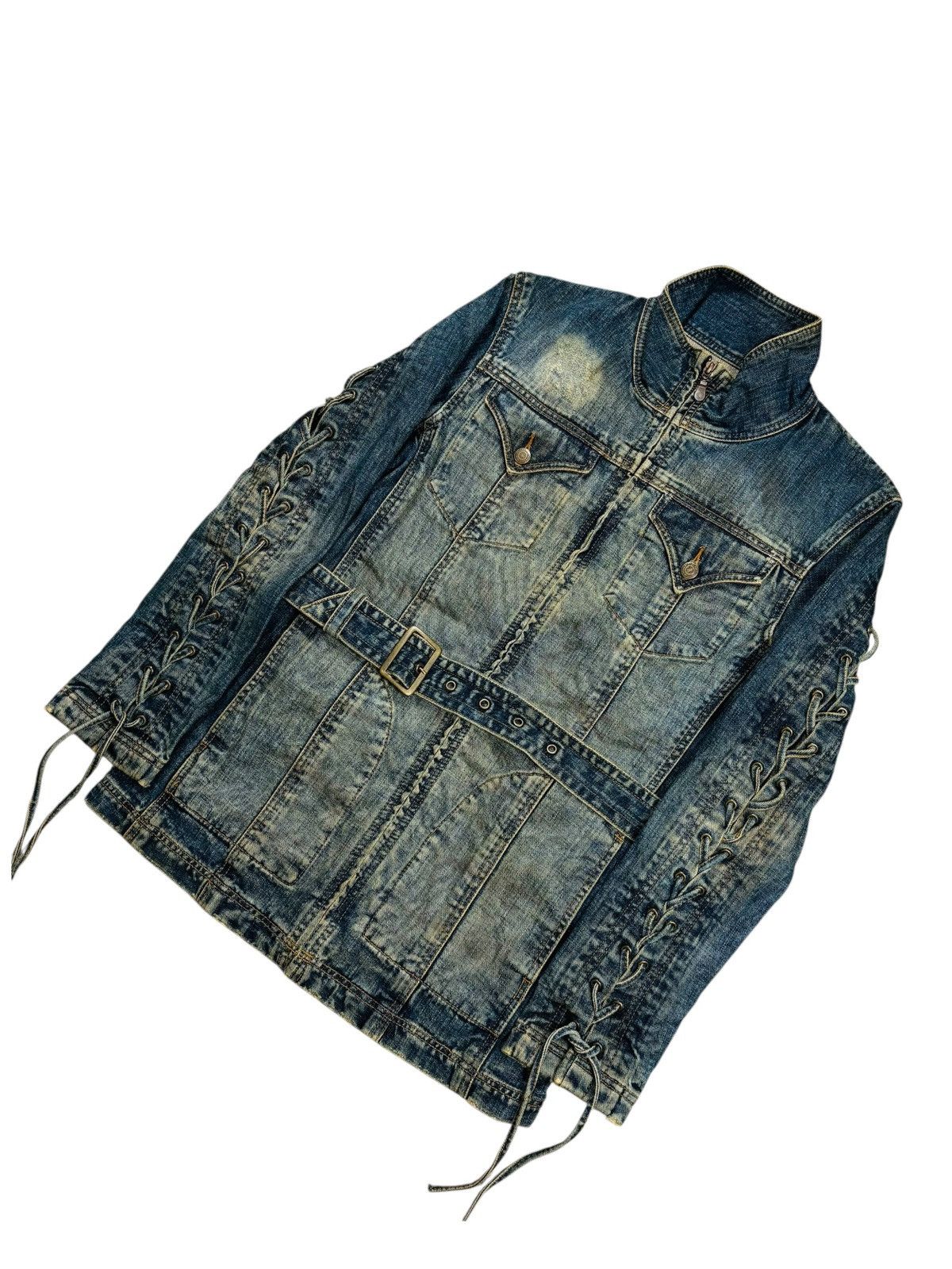 Tornado Mart Archive Tornado Mart - Multilace Mud Wash Denim Jacket Size US M / EU 48-50 / 2 - 5 Thumbnail