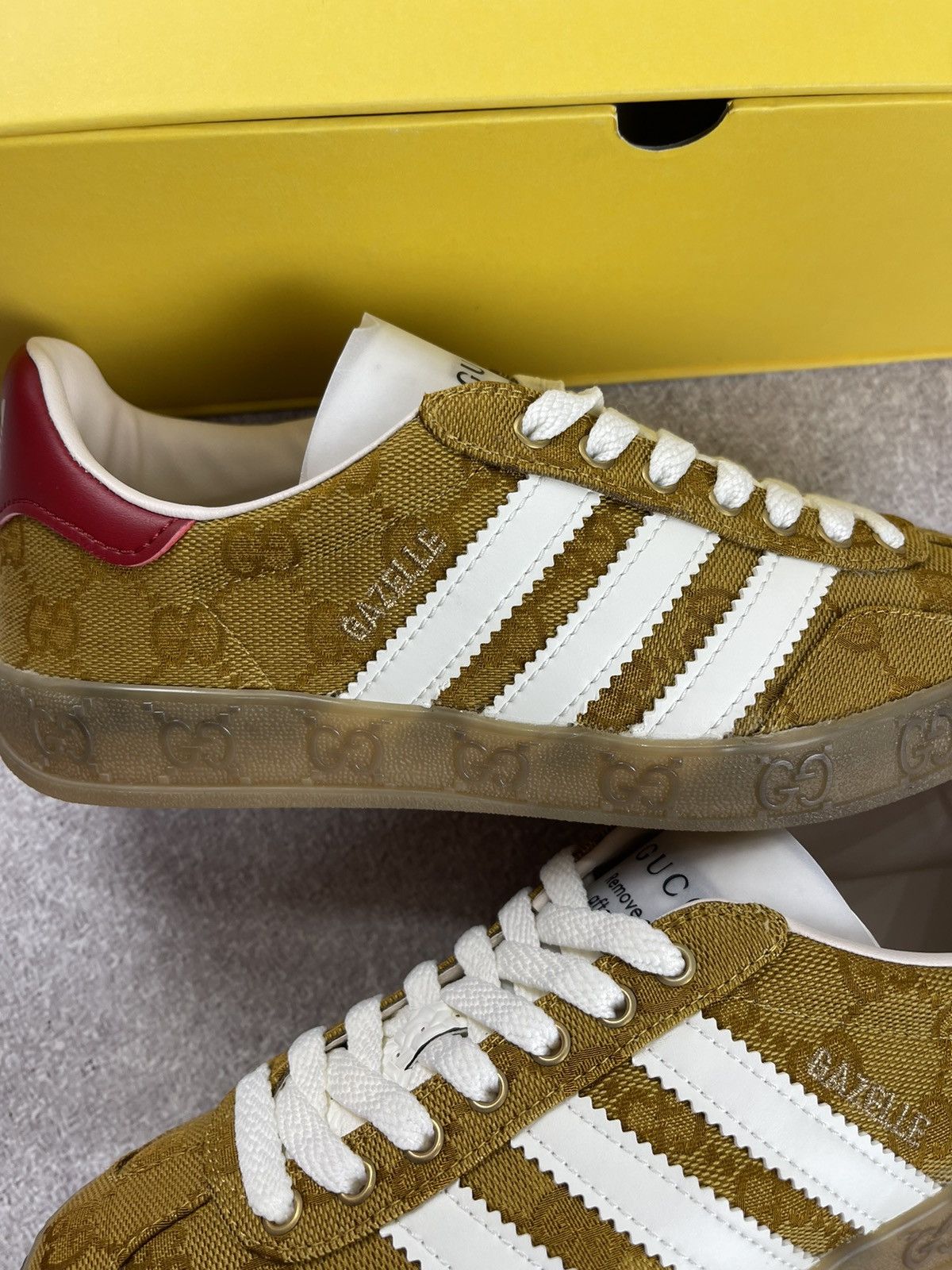 Gucci Adidas × Gucci Gazelle GG Monogram Sneakers Size 35 1/3 Size US 4.5 / IT 34.5 - 4 Thumbnail