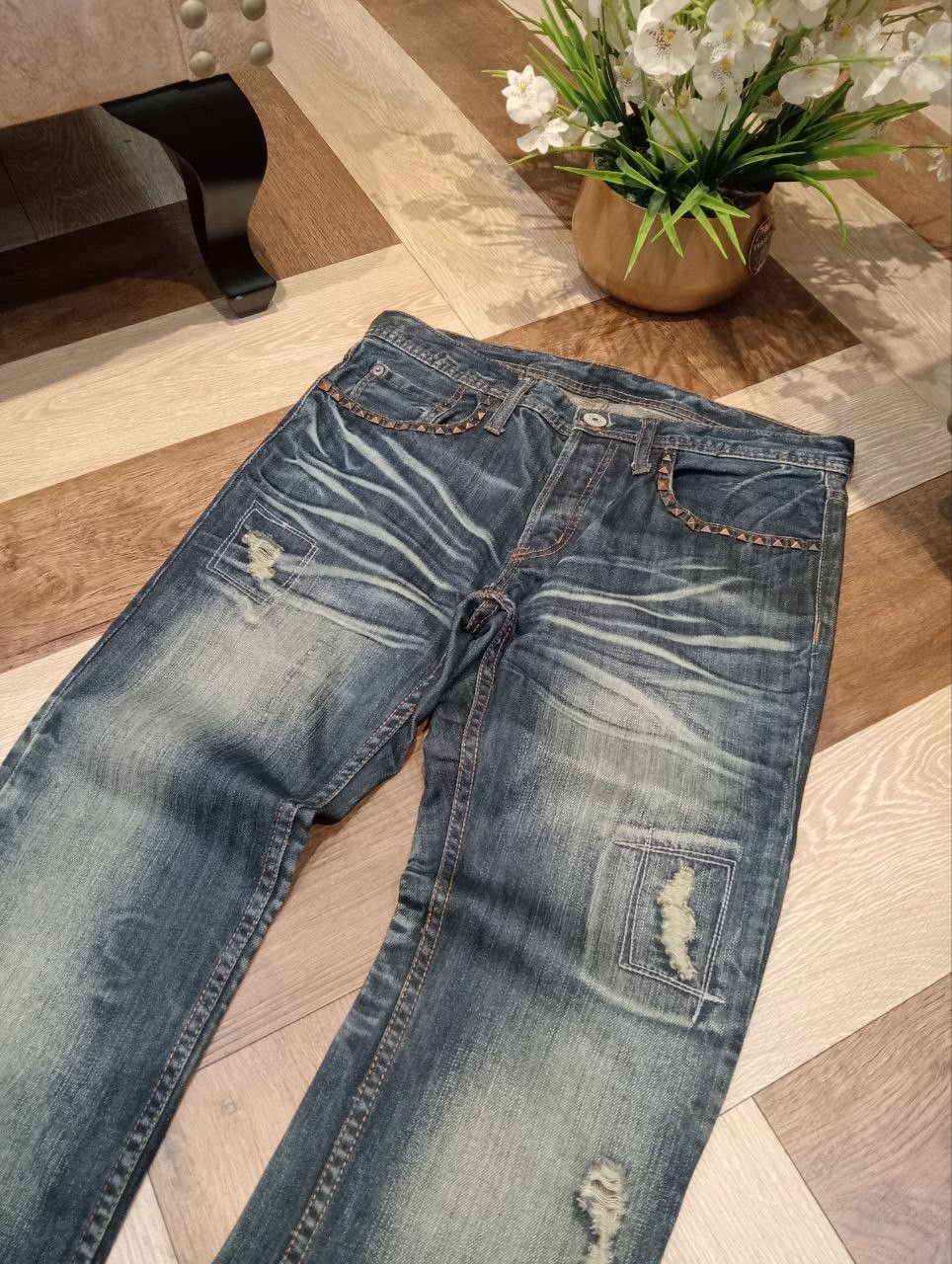 If Six Was Nine JAPANESE EDGE RUPERT BLUE WASHED DENIM PANTS Size US 33 - 4 Thumbnail
