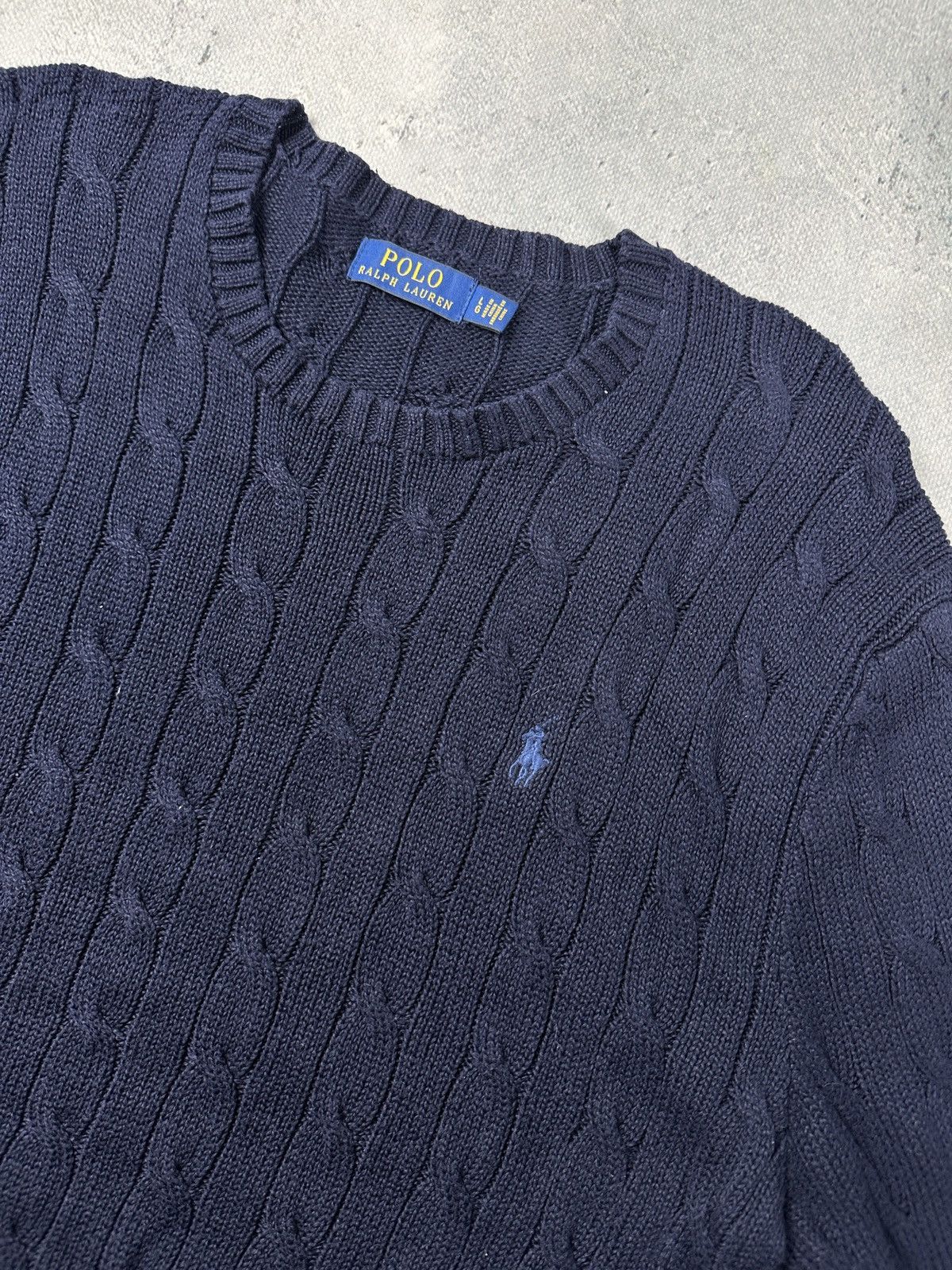 Polo Ralph Lauren Polo Ralph Lauren Navy Cable Knit Cotton Sweater y2k Preppy Size US L / EU 52-54 / 3 - 5 Thumbnail