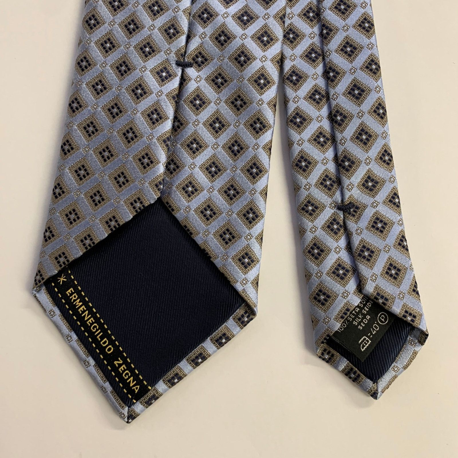 Ermenegildo Zegna ERMENEGILDO ZEGNA Size One Size Light Blue Navy Silk Tie Size ONE SIZE - 2 Thumbnail