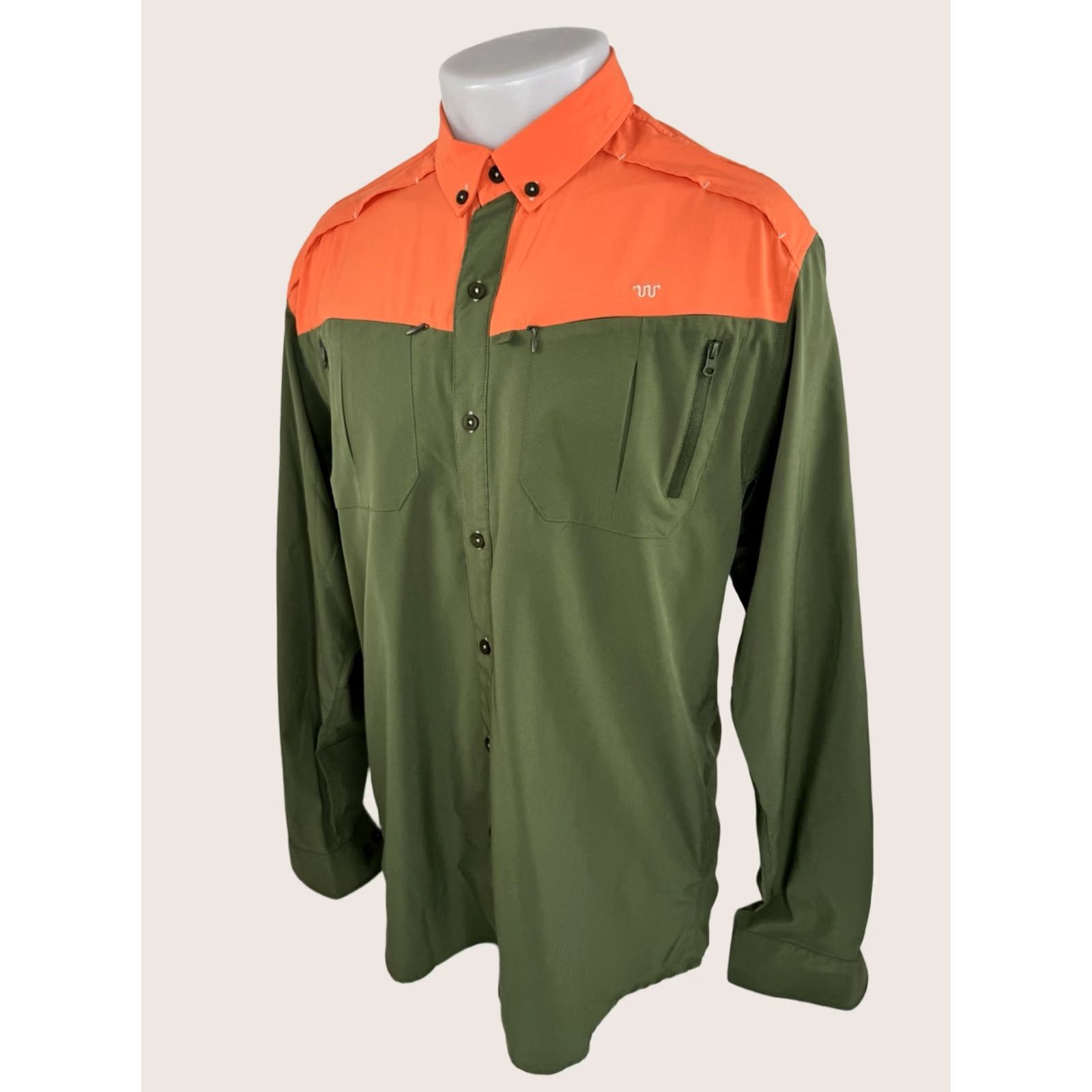 Vintage KING RANCH - Vented Mens L Performance Fishing Hunting Safety Shirt - EXCELLENT Shirt Mens L Green Orange 90s B11 Size US L / EU 52-54 / 3 - 1 Thumbnail
