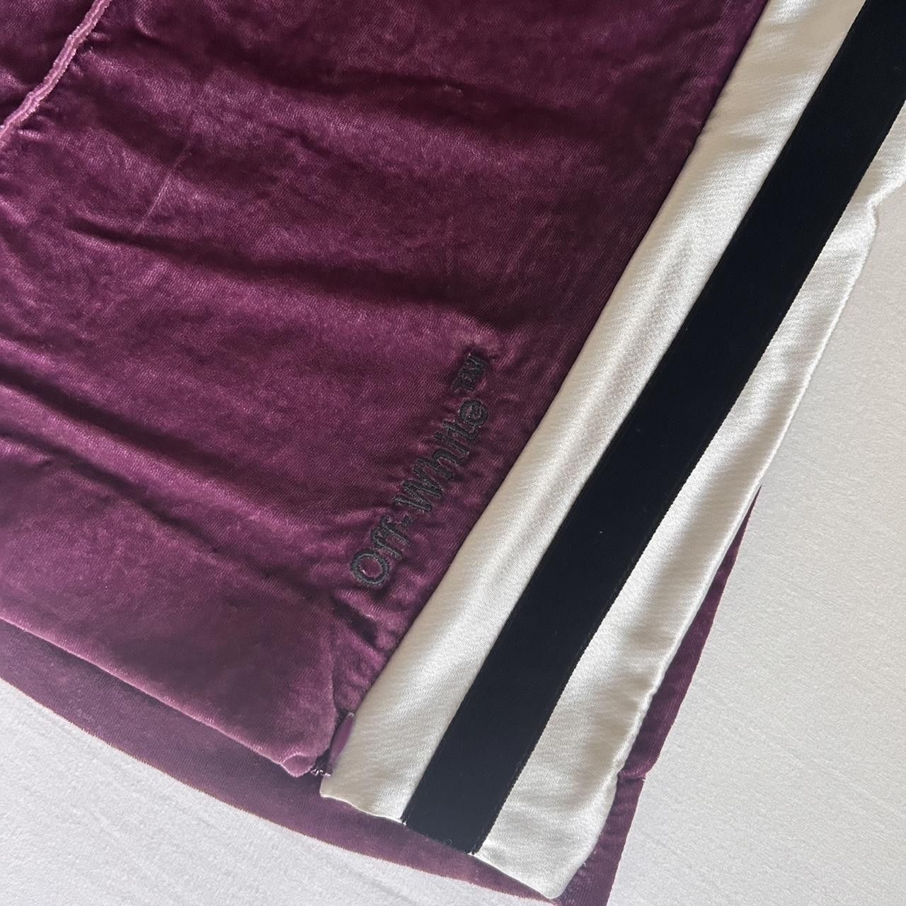 Off-White Off-White Purple Crushed Velvet Wide Leg Track Pants Size US 30 / EU 46 - 3 Thumbnail