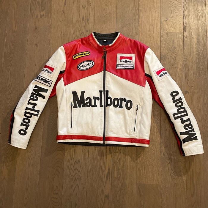 Marlboro Vintage Marlboro 90s Racing Leather Jacket Streetwear M | Grailed