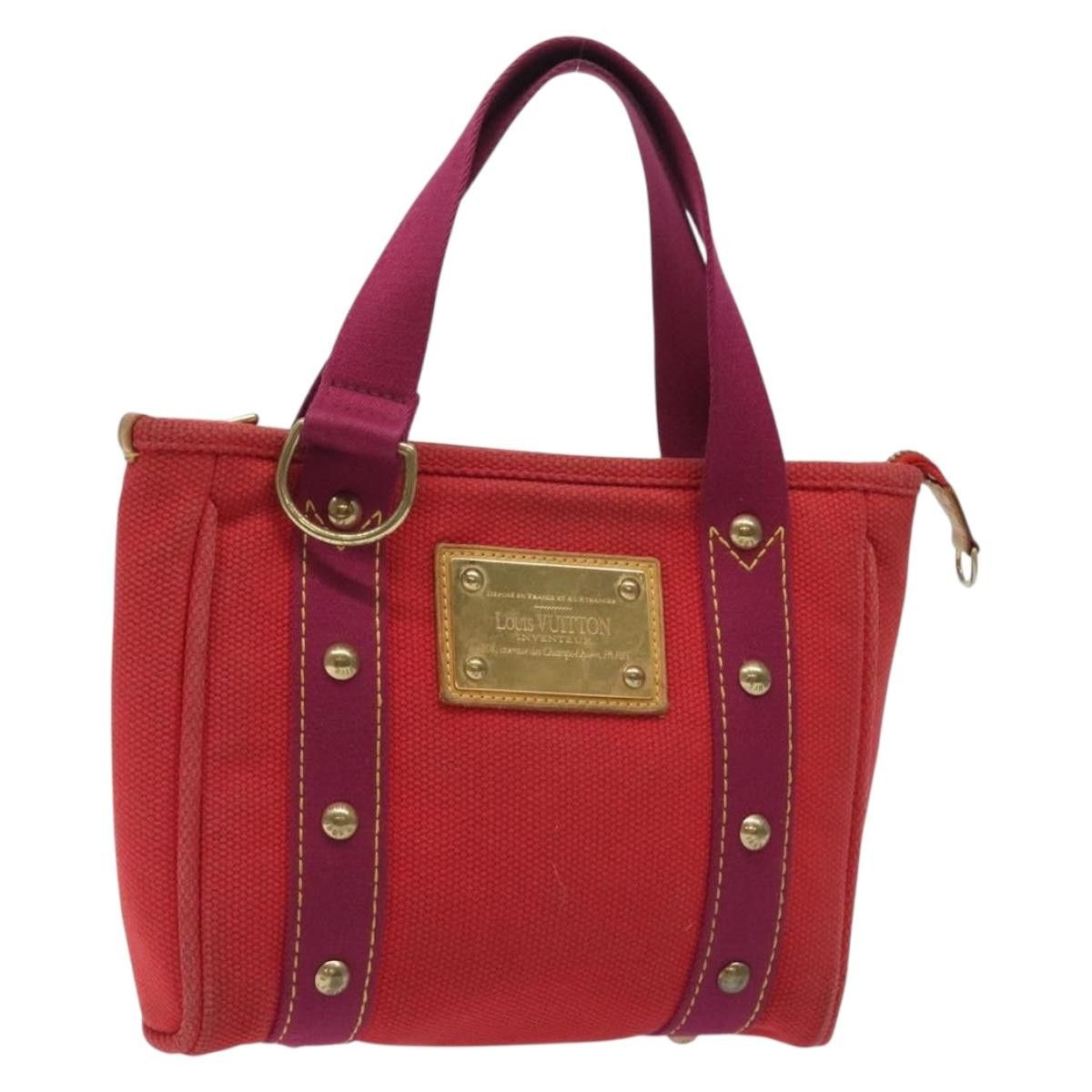 LOUIS VUITTON Antigua Cabas PM Tote Bag Canvas Rouge M40037