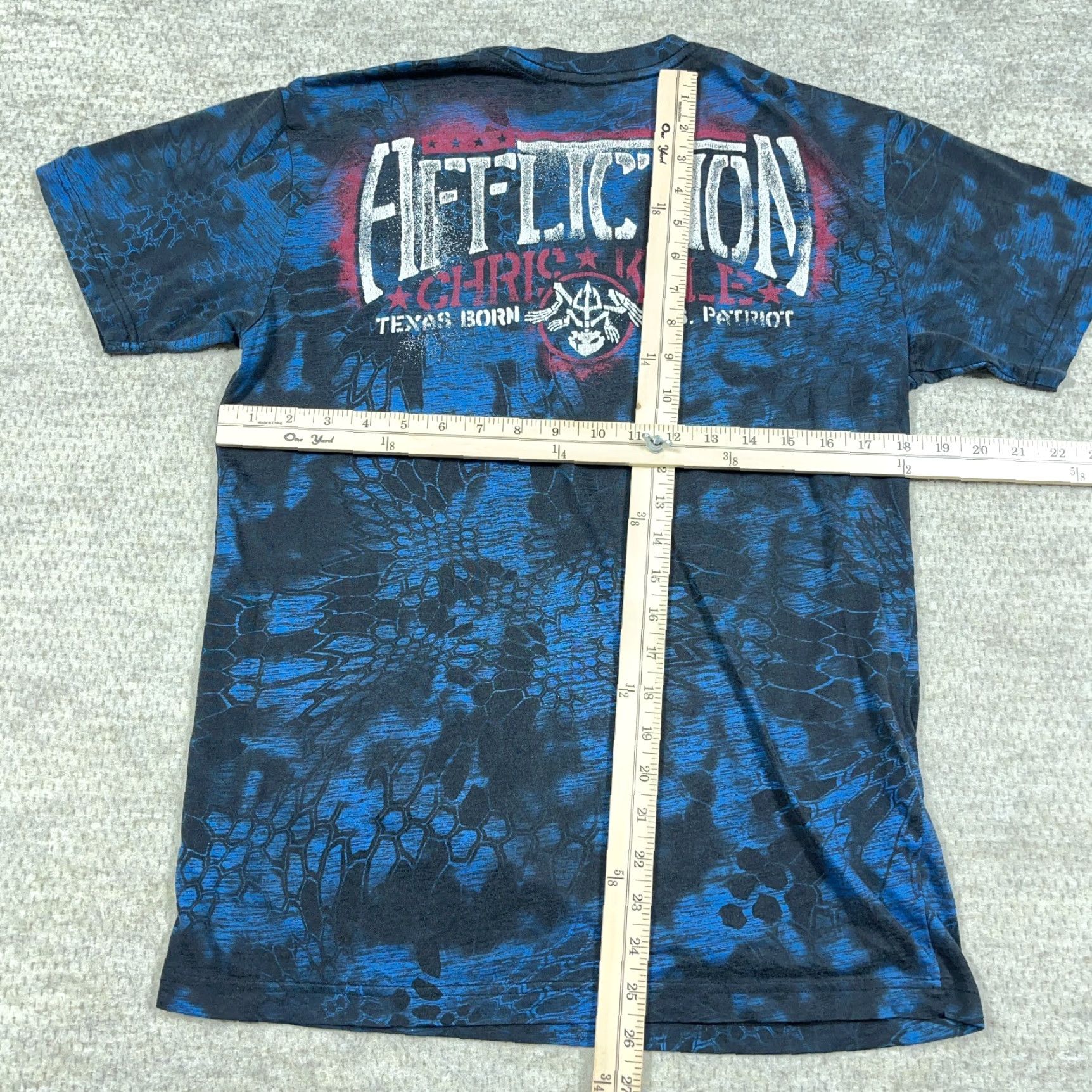 Affliction Affliction Shirt Men Medium Blue Tee Live Fast Chris Kyle MMA Spell Out Tie Dye Graphic Print Size US M / EU 48-50 / 2 - 6 Thumbnail