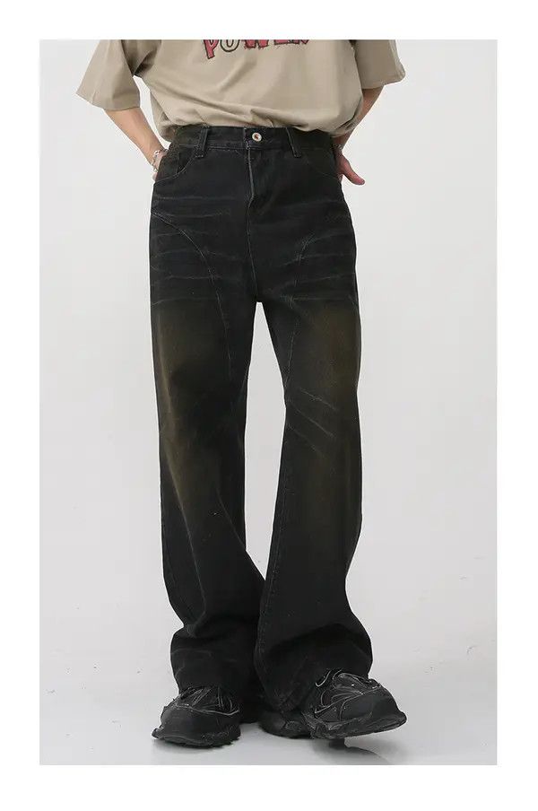 Japanese Brand VIBE Black loose straight-leg floor-length retro jeans Size US 30 / EU 46 - 1 Thumbnail