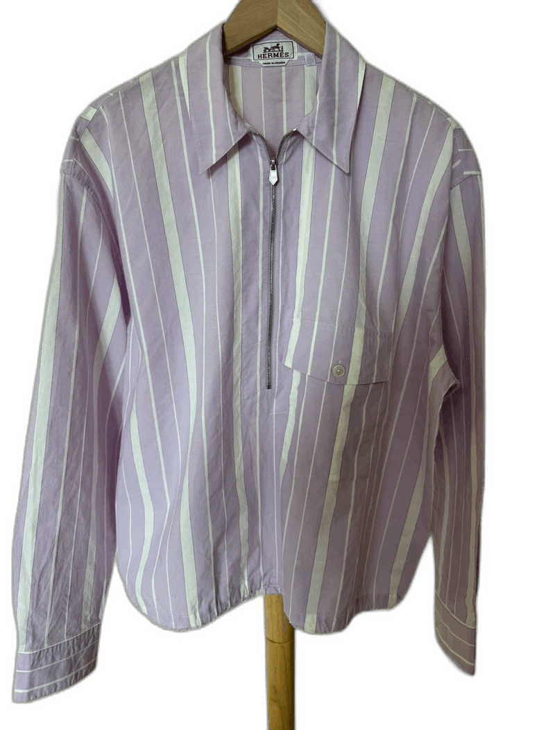 Hermes Hermes Long Sleeve Jacket Shirt with Stripes Size US L / EU 52-54 / 3 - 1 Thumbnail
