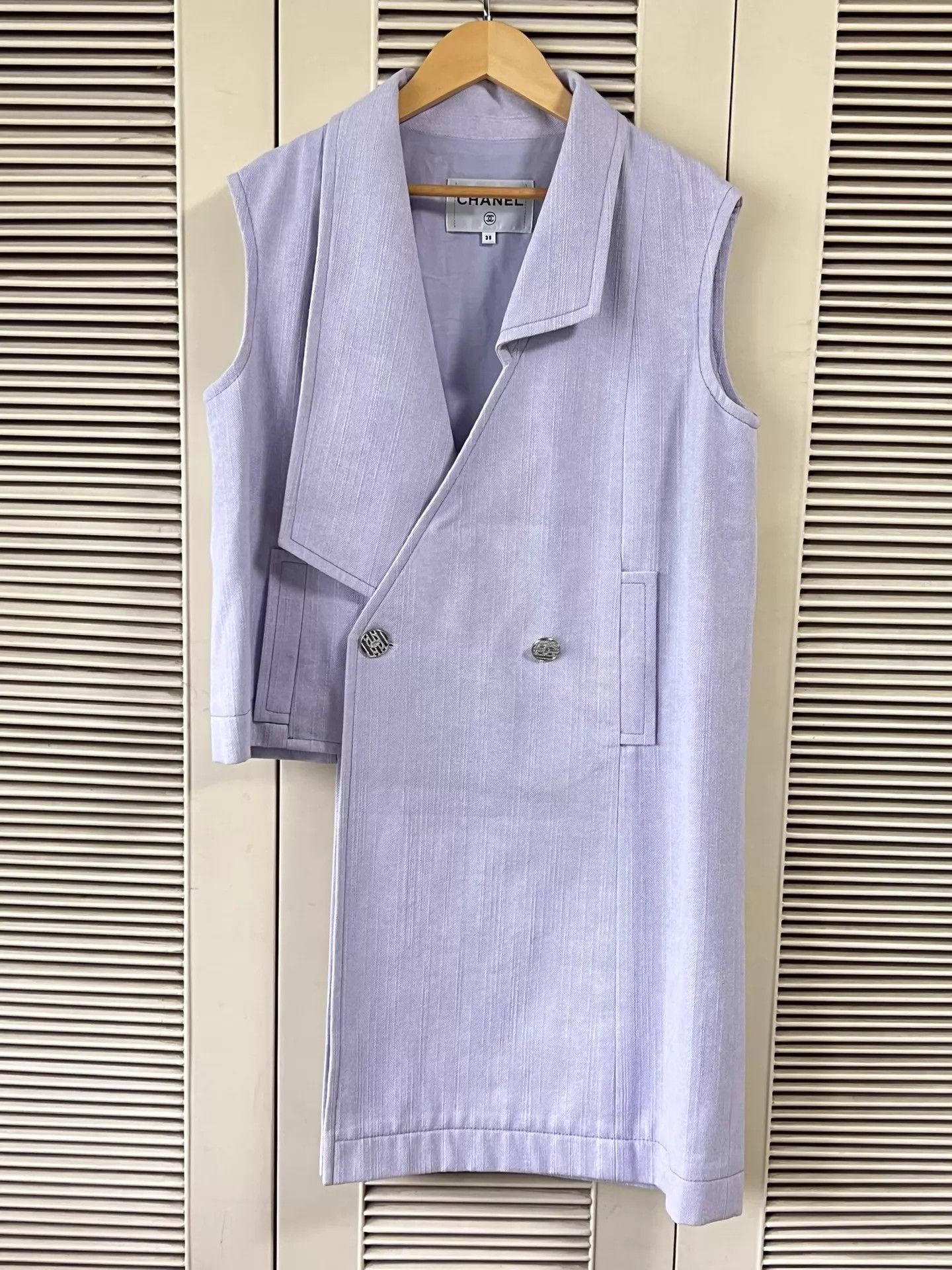 Chanel Chanel Women's Sleeveless Vest Light Purple Thin Striped 38 Size S / US 4 / IT 40 - 1 Thumbnail