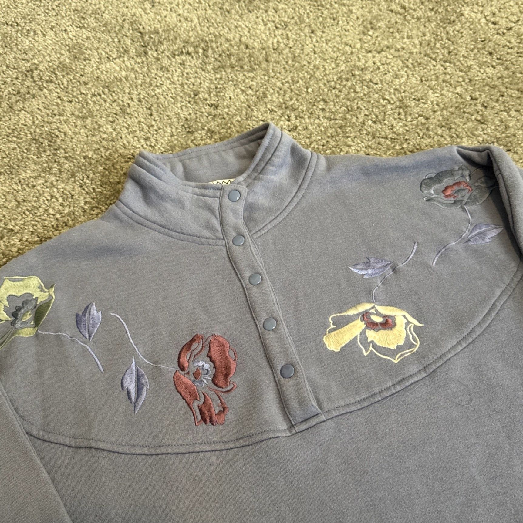 Vintage VINTAGE 90s Morsly Sweater Embroidered Floral Pullover Blue 90s Women Petite M Size M / US 6-8 / IT 42-44 - 4 Thumbnail