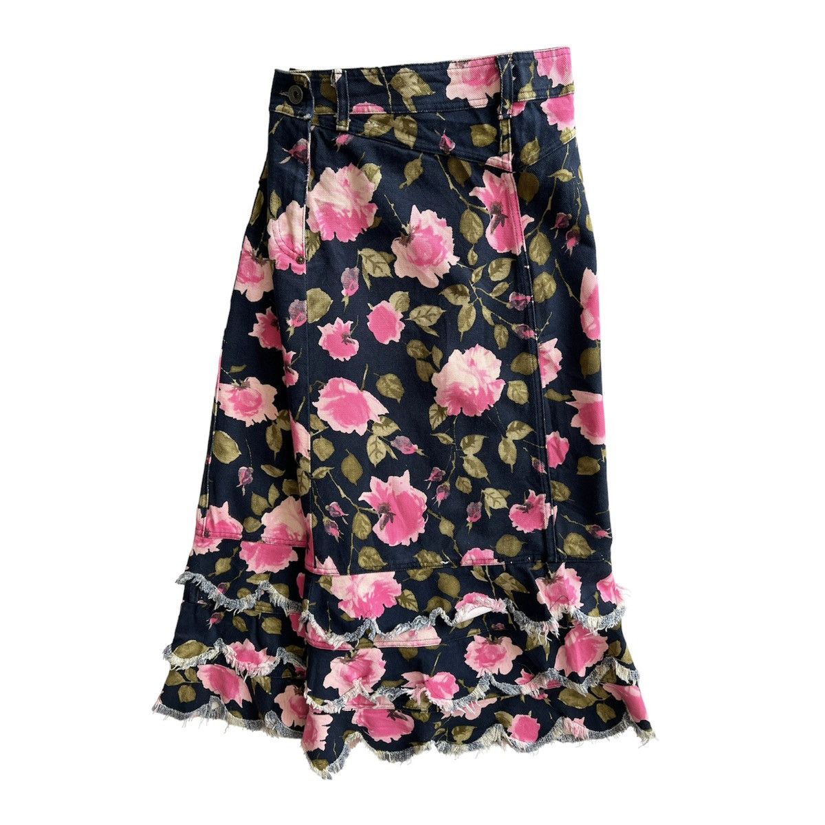 Paul Smith × Vintage Vintage PAUL SMITH FLORAL JEANS SKIRT Size 32" / US 10 / IT 46 - 4 Thumbnail