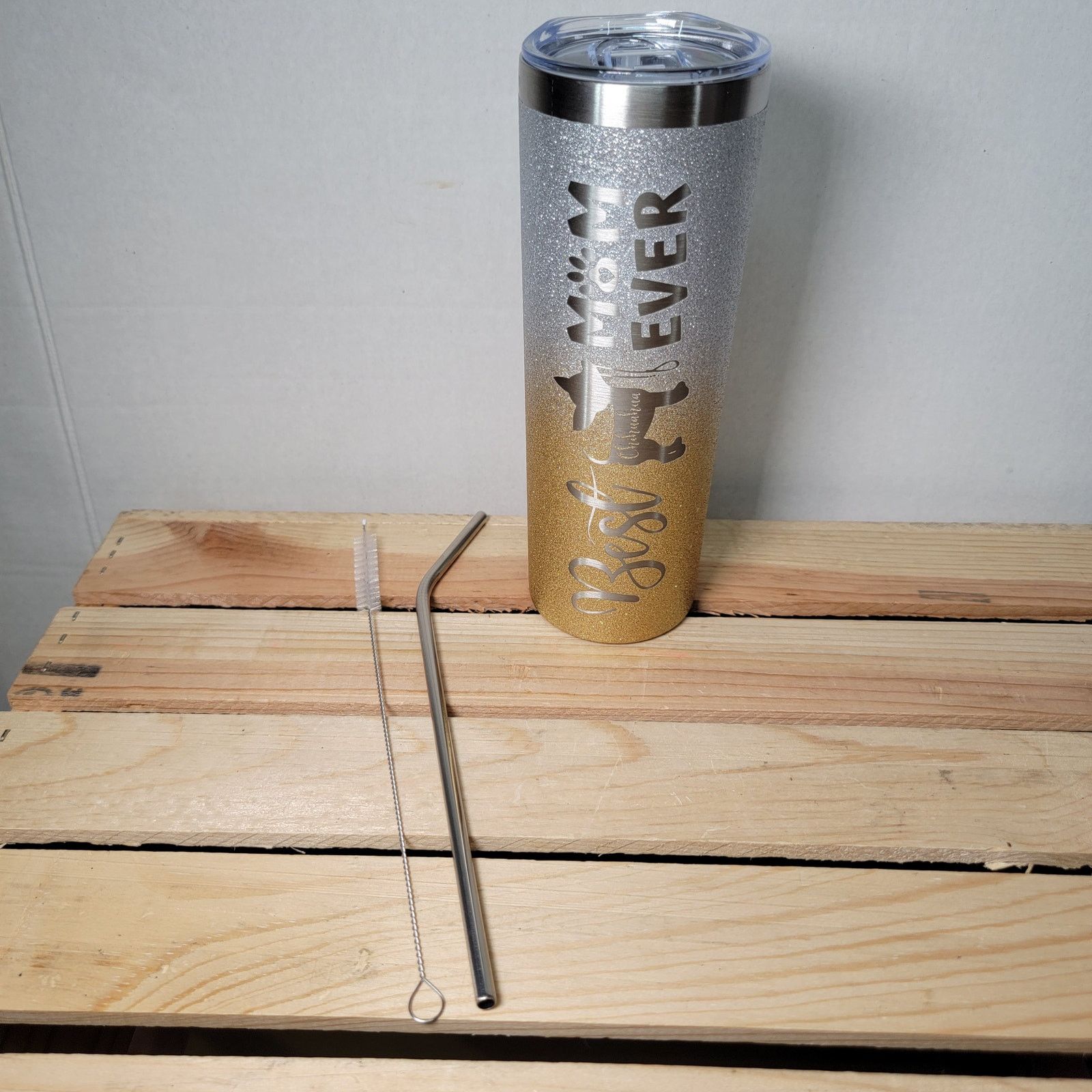 Other Glitter Travel Tumbler w/ Sip Lid, Straw & Straw Cleaner Size ONE SIZE - 1 Thumbnail