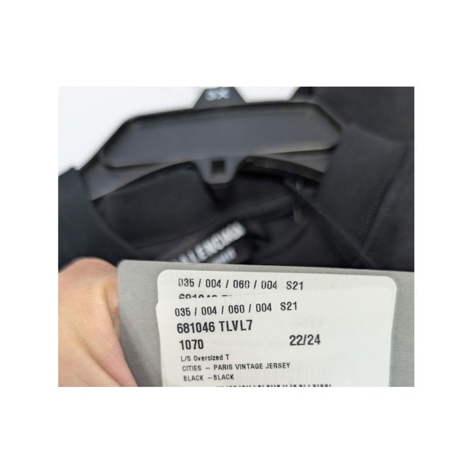 Balenciaga o1rshd1 Paris Vintage Jersey L/S T-Shirt in Black Size US L / EU 52-54 / 3 - 20 Thumbnail