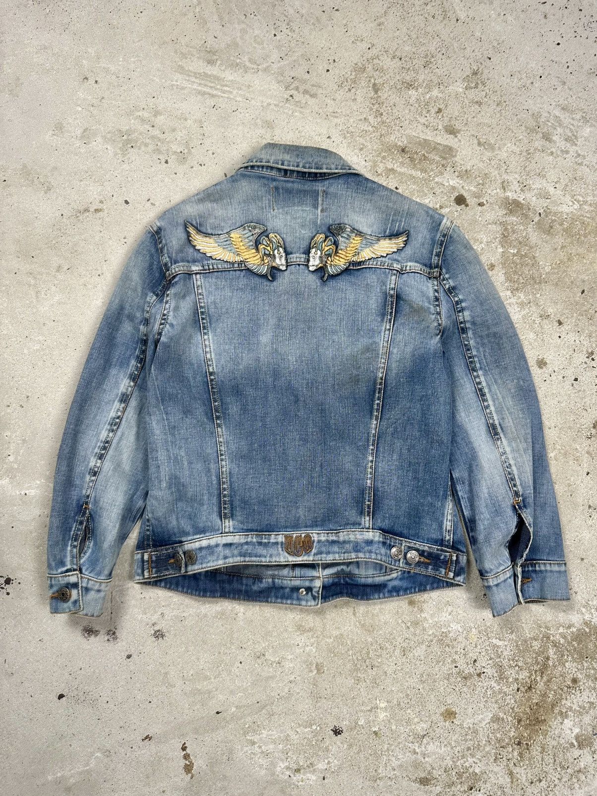 Alexander McQueen Alexander McQueen Blue Denim Skull Wings Jeans Stone Wash Size L / US 10 / IT 46 - 1 Thumbnail