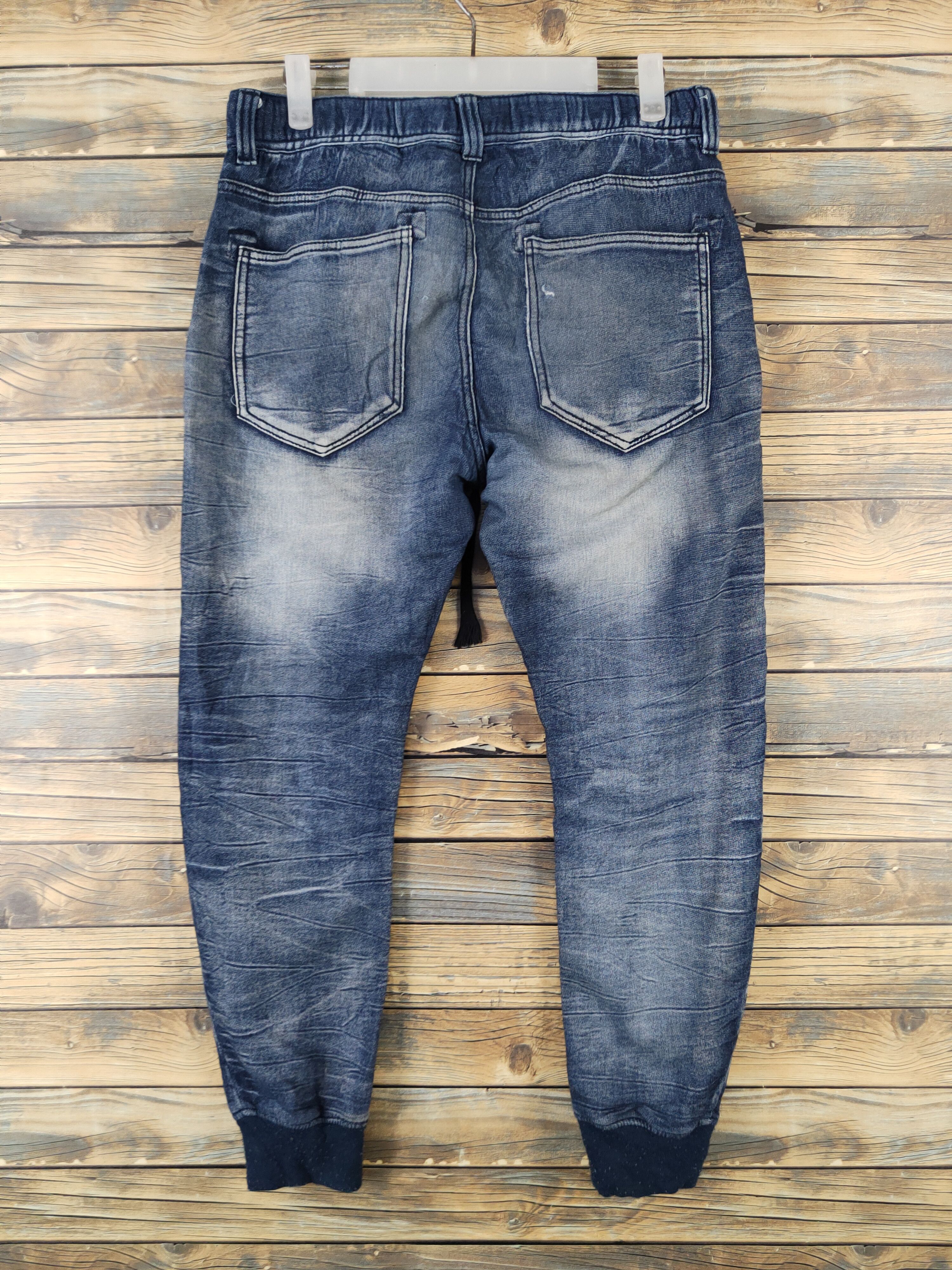 Japanese Brand Vence Exchange Blue Distressed Ripped Jogger Jeans #W2079 Size US 31 - 7 Thumbnail