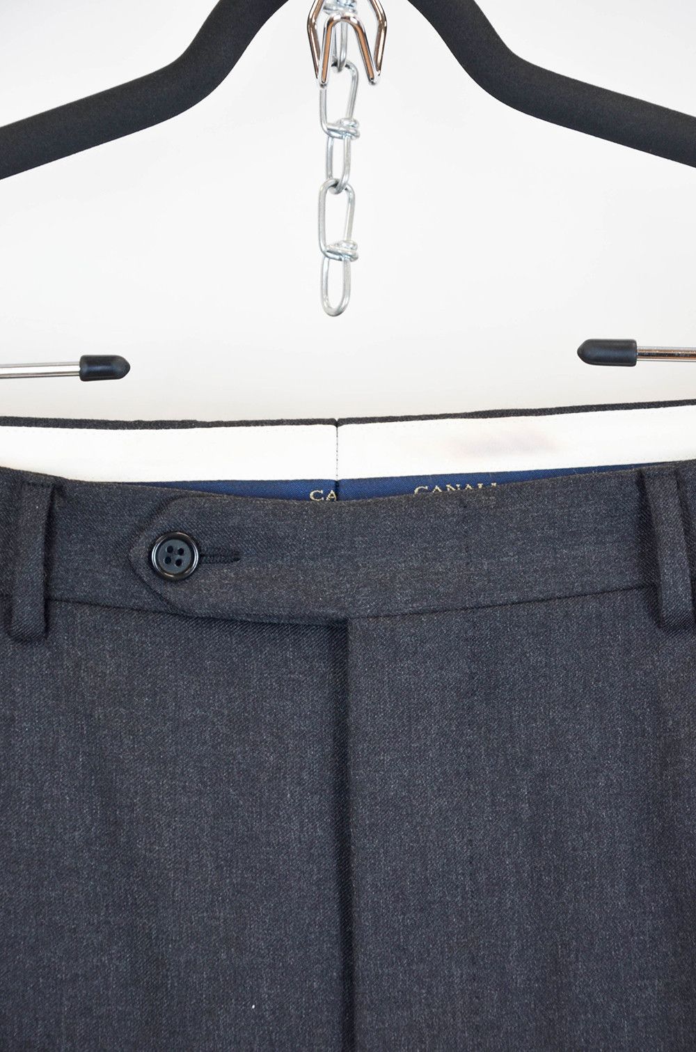 Corneliani Canali Classic Wool Trousers – Charcoal Gray – Size 56R Size 46R - 7 Thumbnail