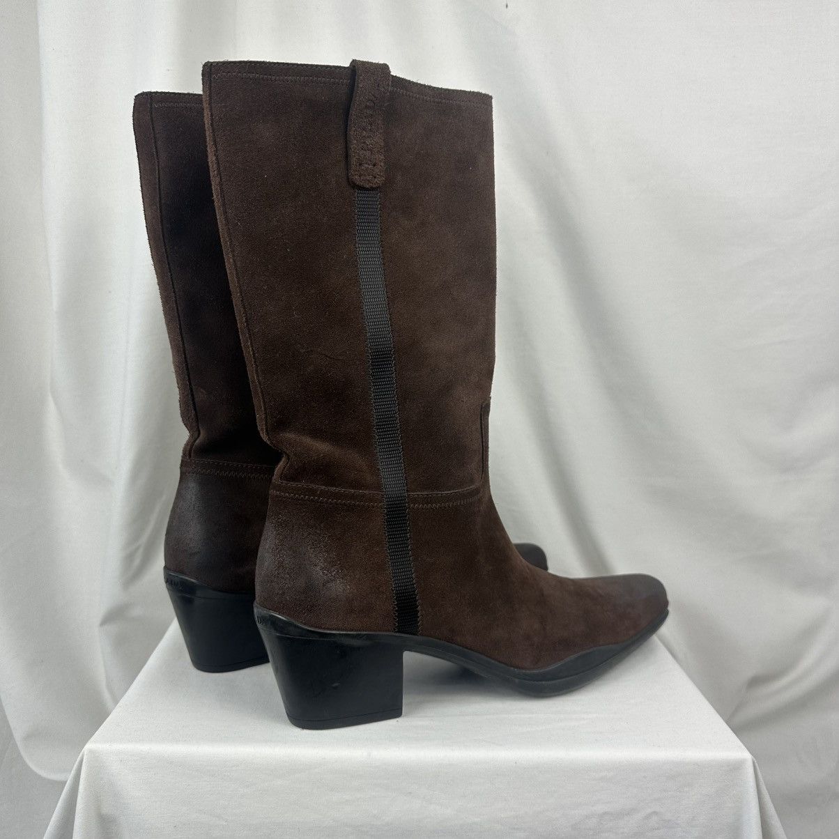 Prada Prada Brown Suede Mid Calf Western Boots Size US 11 / IT 41 - 9 Thumbnail