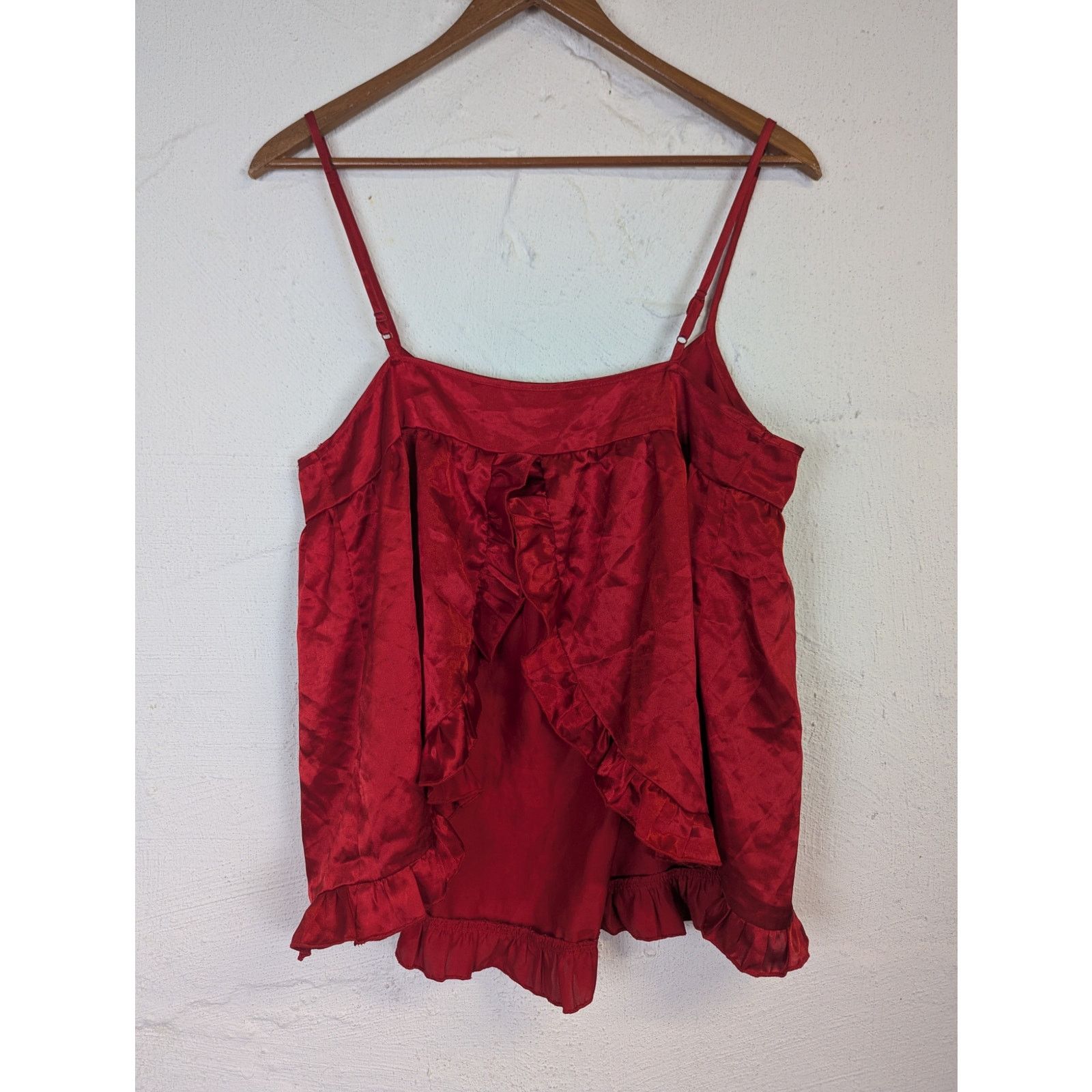 Joe Boxer Red Satin Babydoll Camisole Retro 60s Flowy Ruffle Cherry Size M / US 6-8 / IT 42-44 - 2 Thumbnail