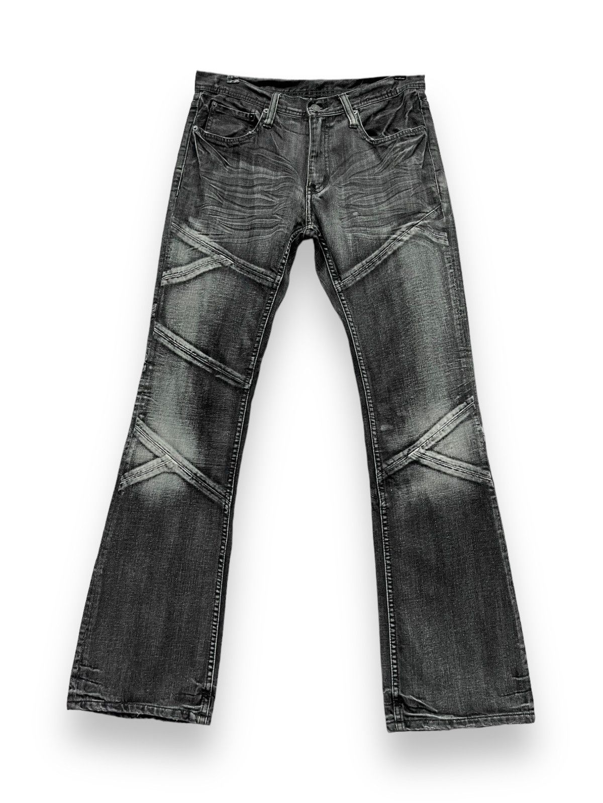 Pro Edge BLACK PUNK FLARE🔥Vintage EDGE X RUPERT Black Spliced Denim Size US 31 - 2 Thumbnail