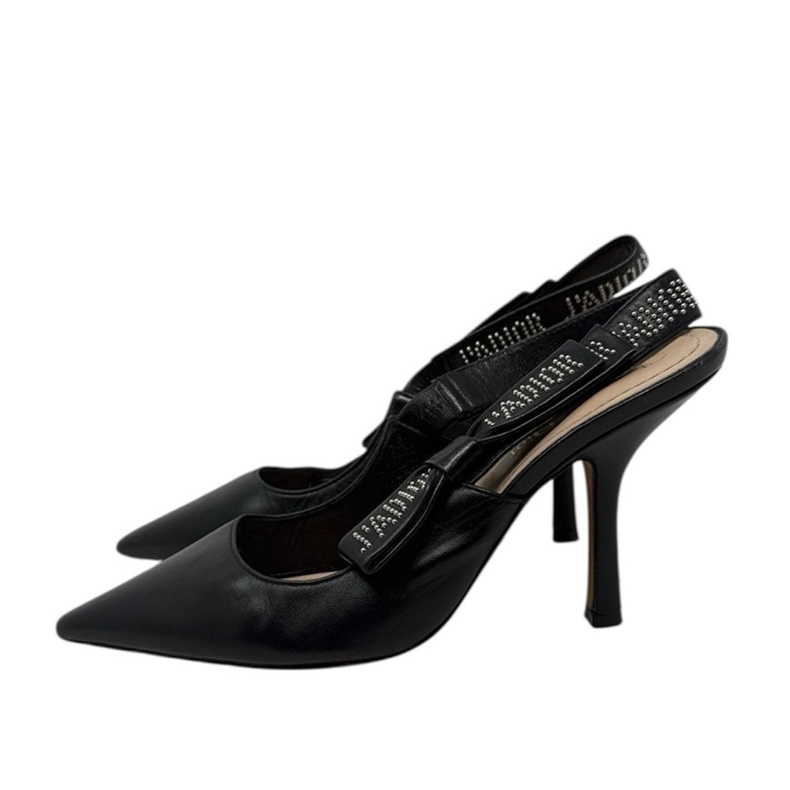 Dior Dior J’Adior Studded Black Leather Slingback Pumps Size 37.5 Size US 7.5 / IT 37.5 - 4 Thumbnail