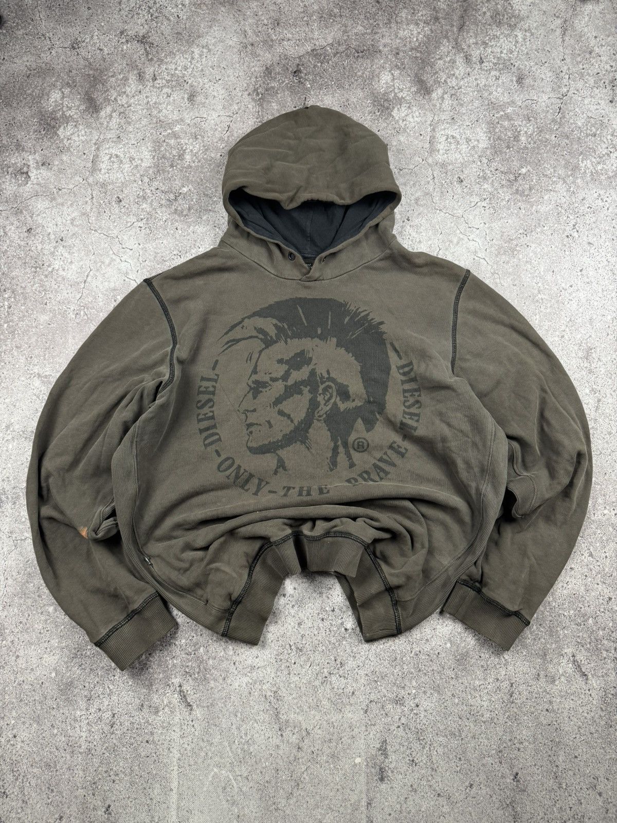 Diesel Vintage FADED DIESEL Distressed zip hoodie avangarde Japan Size US XL / EU 56 / 4 - 1 Thumbnail