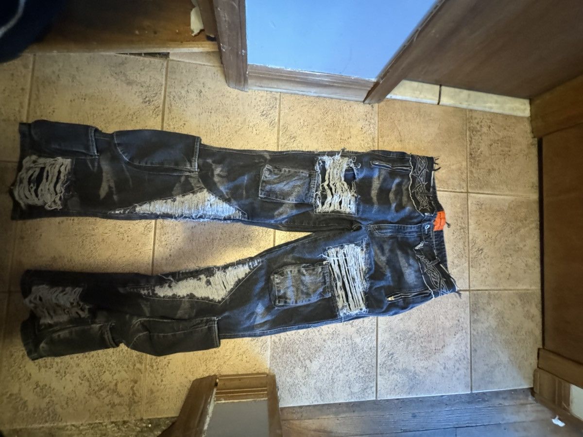 Ev Bravado × Who Decides War Who Decides War by MRDR BRVDO Black Thorned Pocket Jeans Size US 38 / EU 54 - 3 Thumbnail