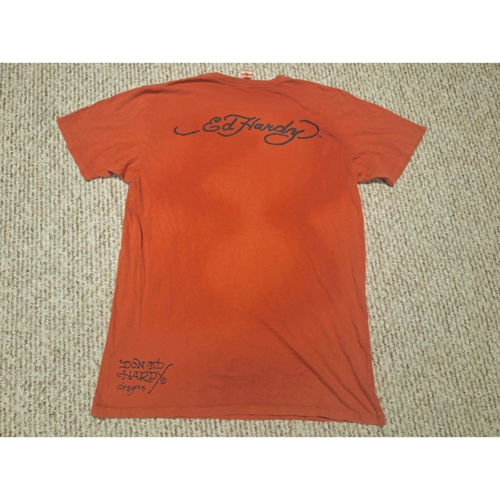 Ed Hardy ED HARDY T-Shirt Mens XL Orange Love CHRISTIAN AUDIGIER Dice Y2k Gamble Courage #100% Originalียด Size US XL / EU 56 / 4 - 6 Thumbnail