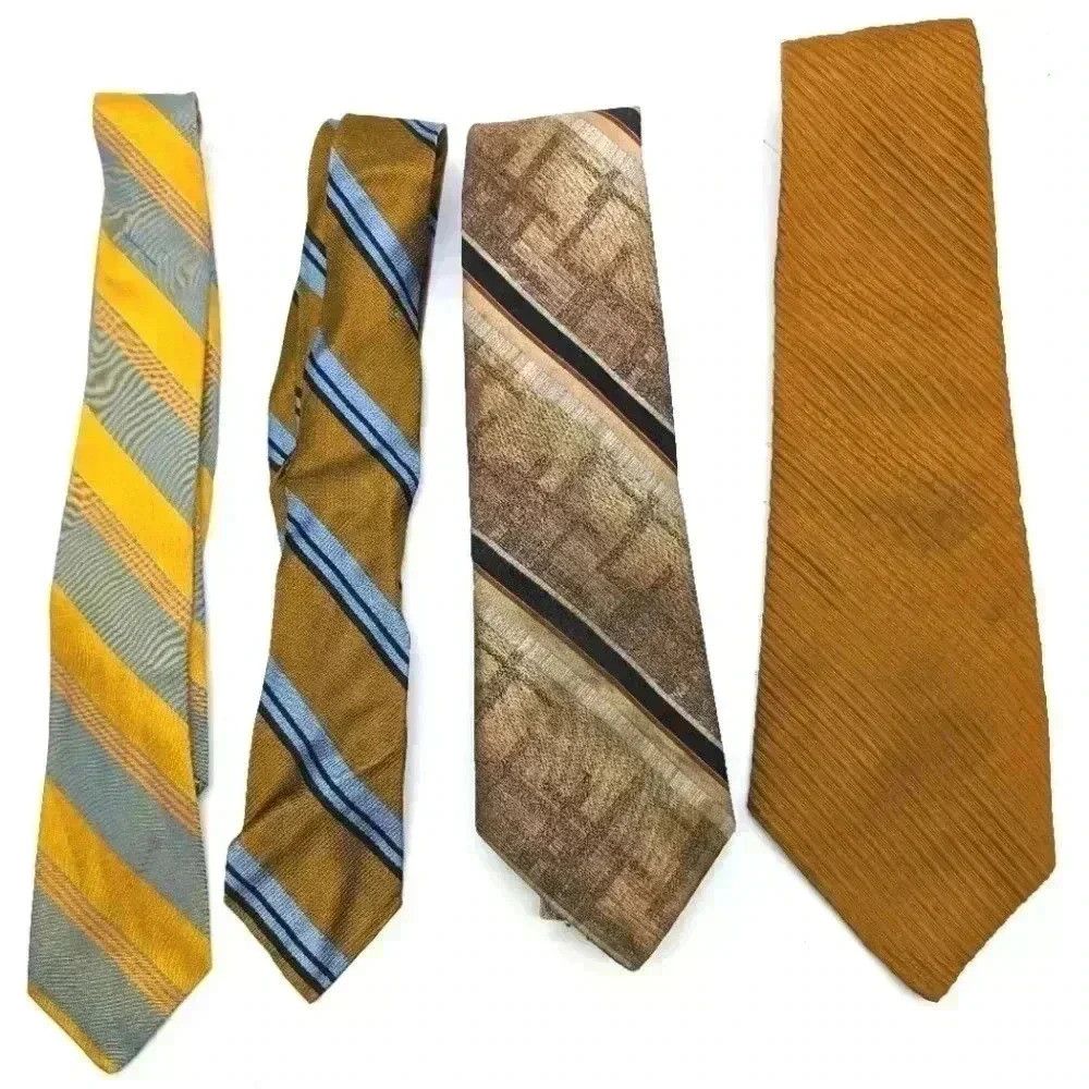 Vintage 4 Yellow Vintage Ties Dino Orsini Silk and unbranded poly C Size ONE SIZE - 1 Thumbnail