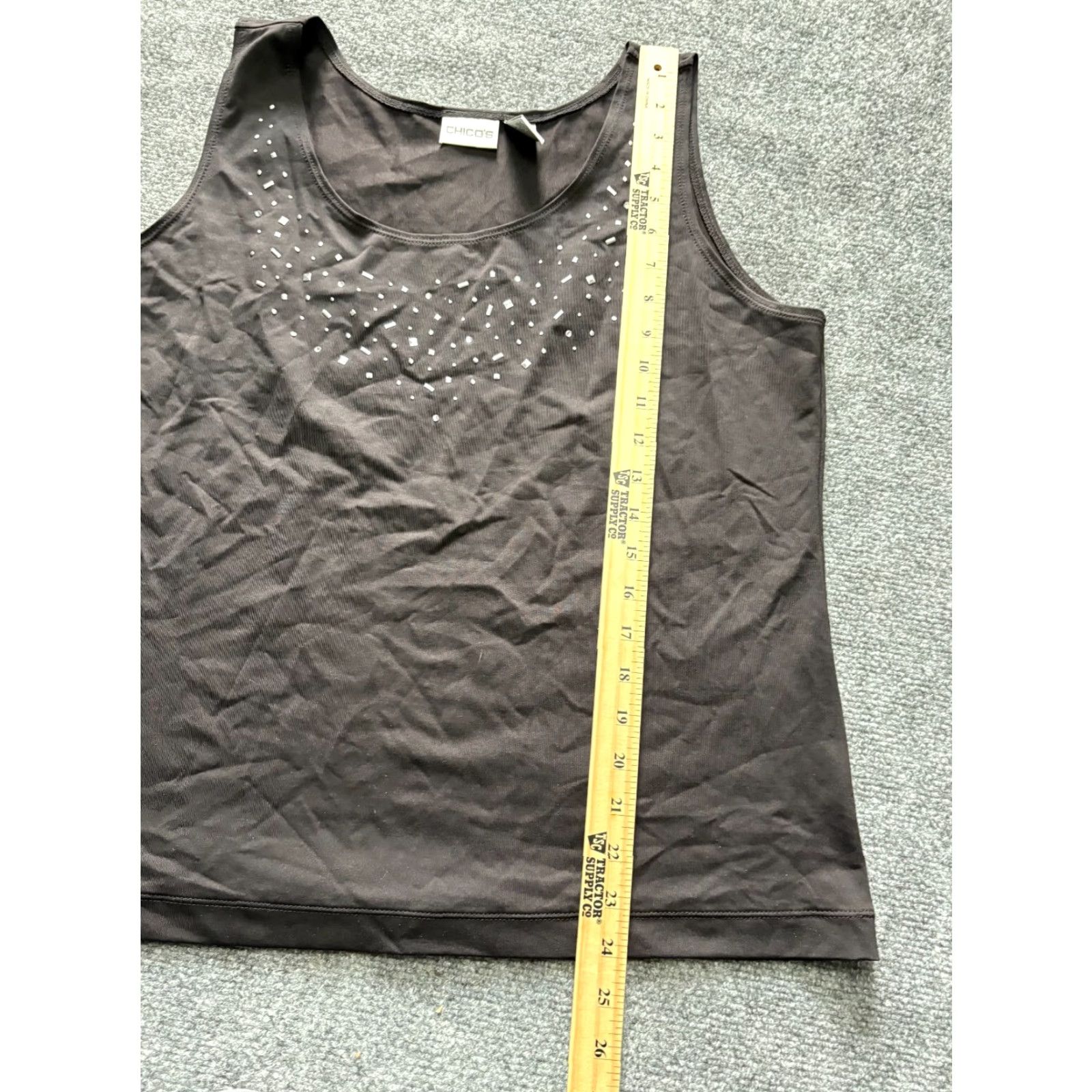Vintage CHICOS Blouse Womens Size 3 Black Studs Sleeveless Nylon Spandex Size XS / US 0-2 / IT 36-38 - 2 Thumbnail