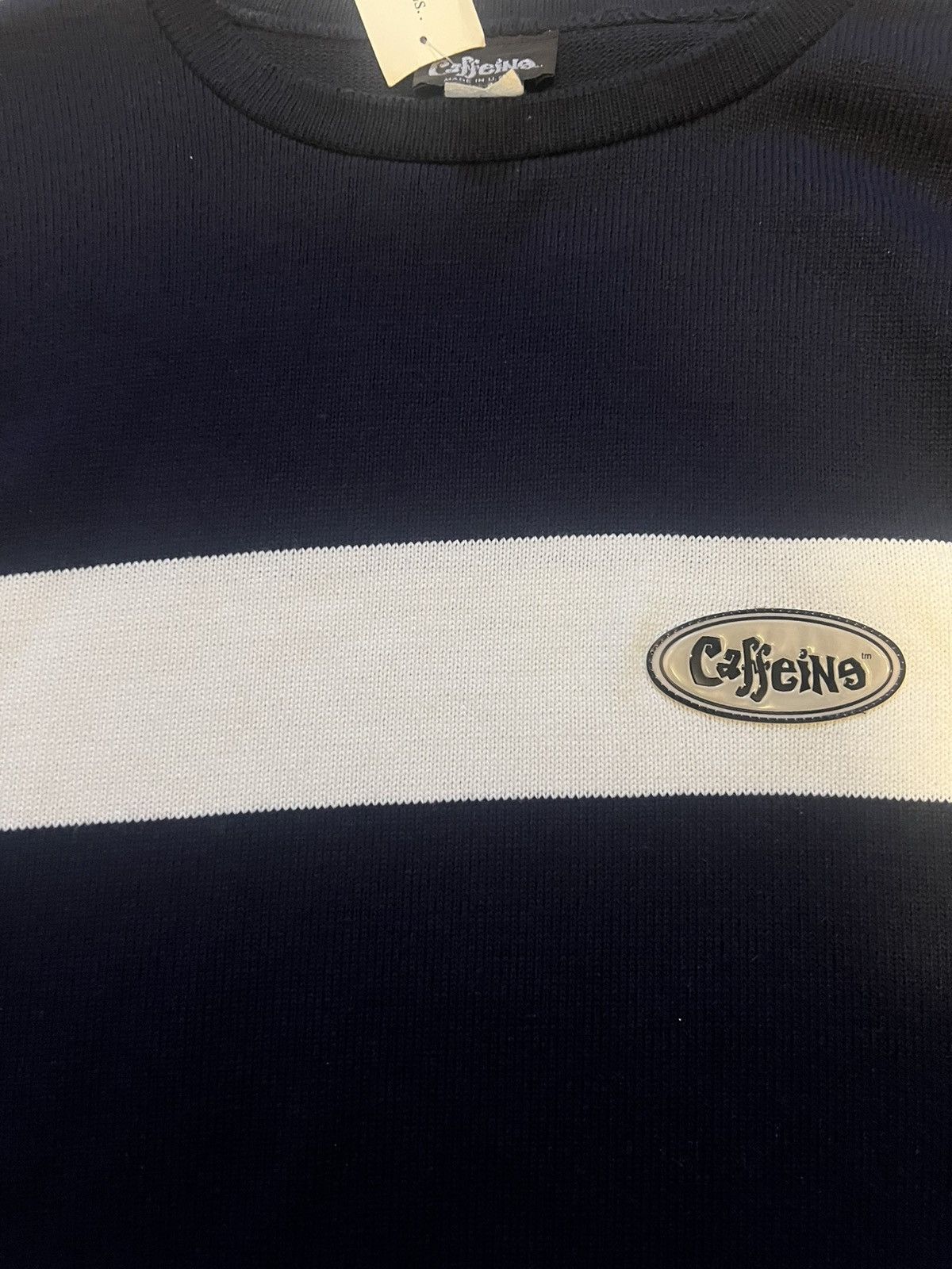 Other Vintage Caffeine Records Navy Knit Pullover Sweater Size US L / EU 52-54 / 3 - 6 Thumbnail