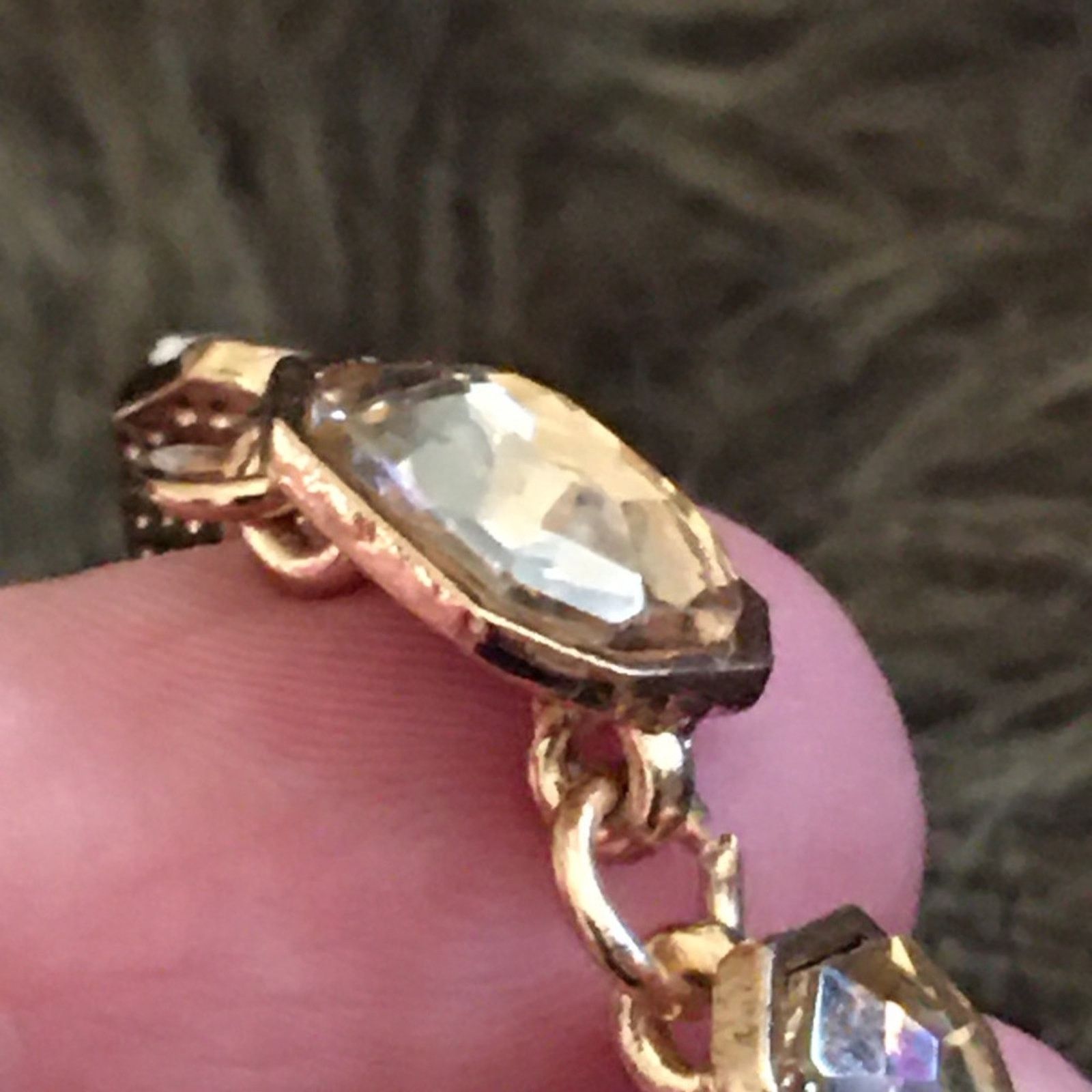 Jewelry Gold tone faceted glass gold tone link bracelet Size ONE SIZE - 7 Thumbnail